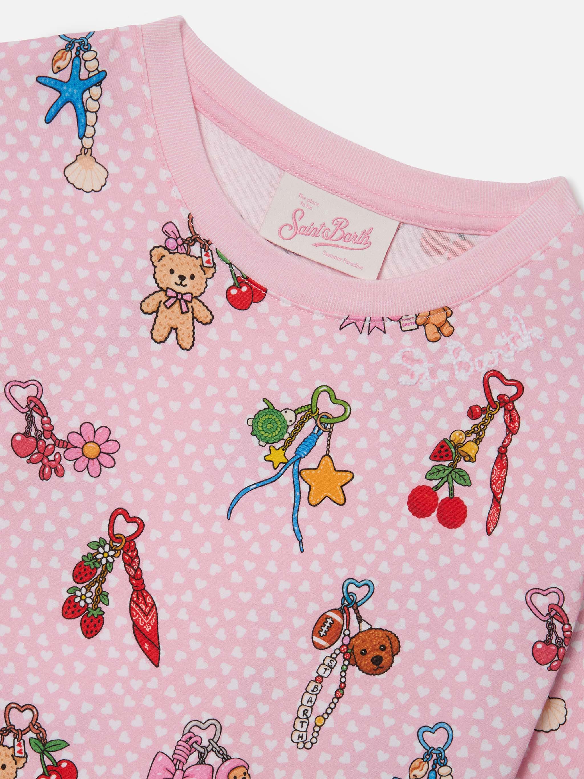 Abbey organic cotton dress with heart and charms all-over print - Image 2