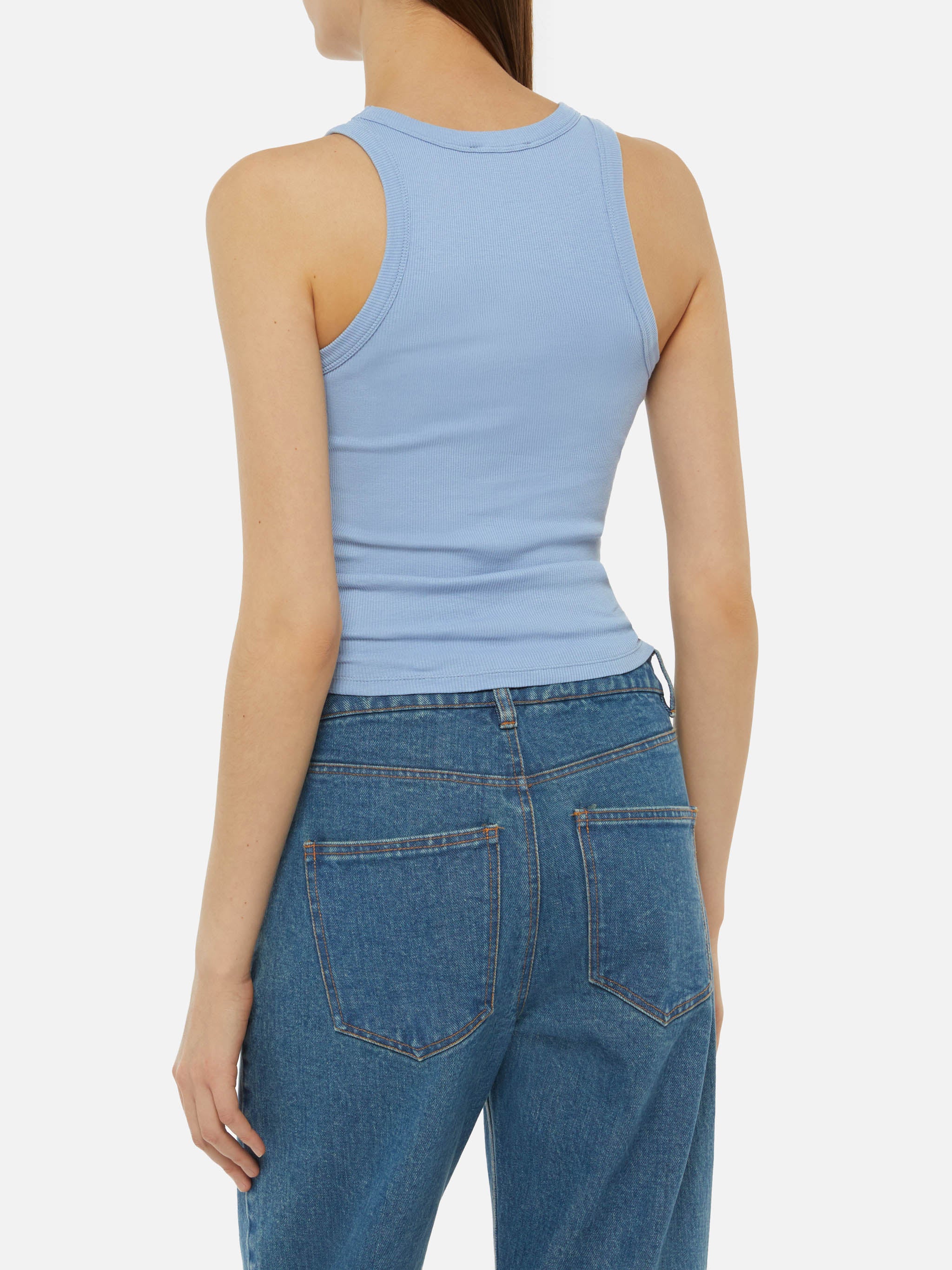 Ada dusty blue ribbed cotton tank top - Image 3