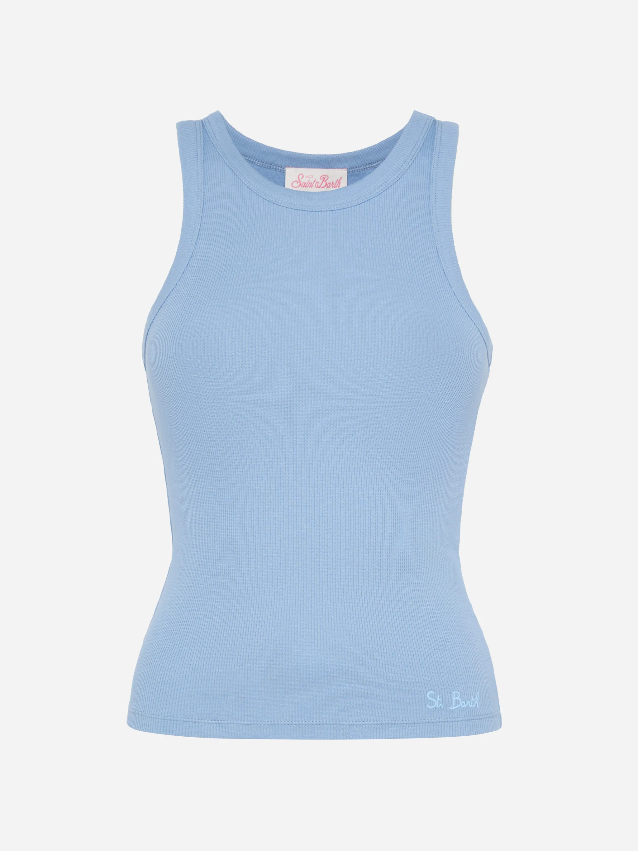 Ada dusty blue ribbed cotton tank top - Image 4