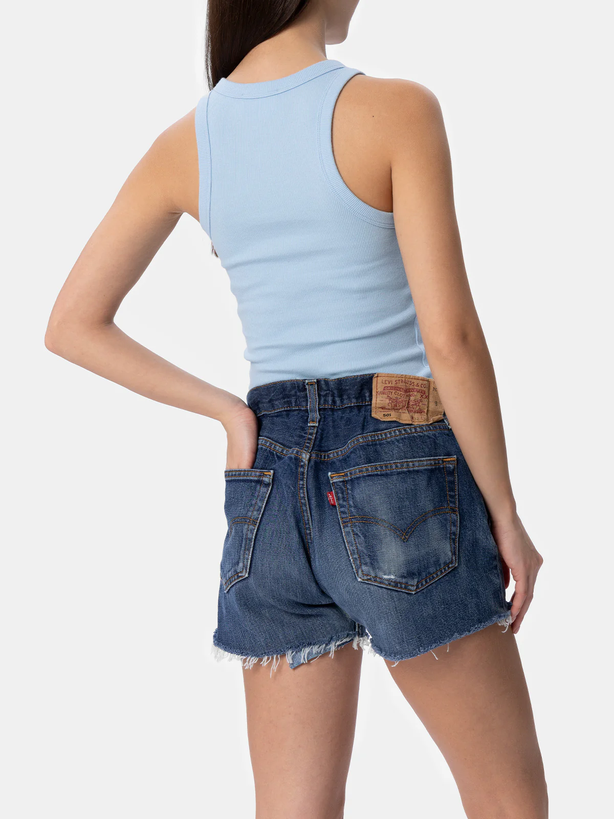 Ada light blue ribbed cotton tank top - Image 2