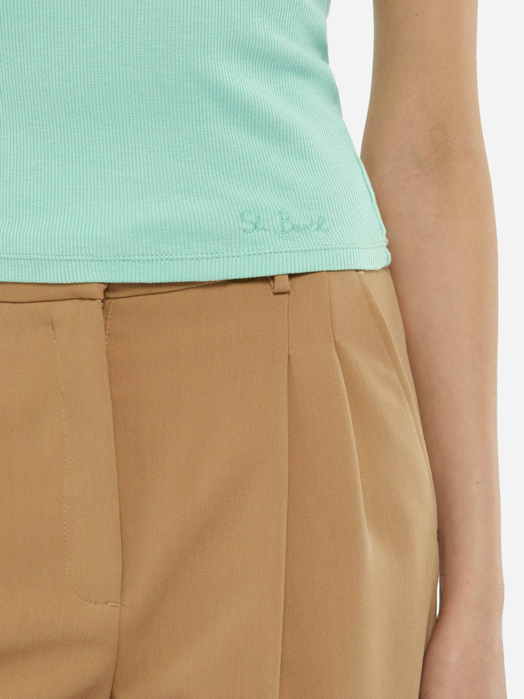 Ada sage green ribbed cotton tank top - Image 2