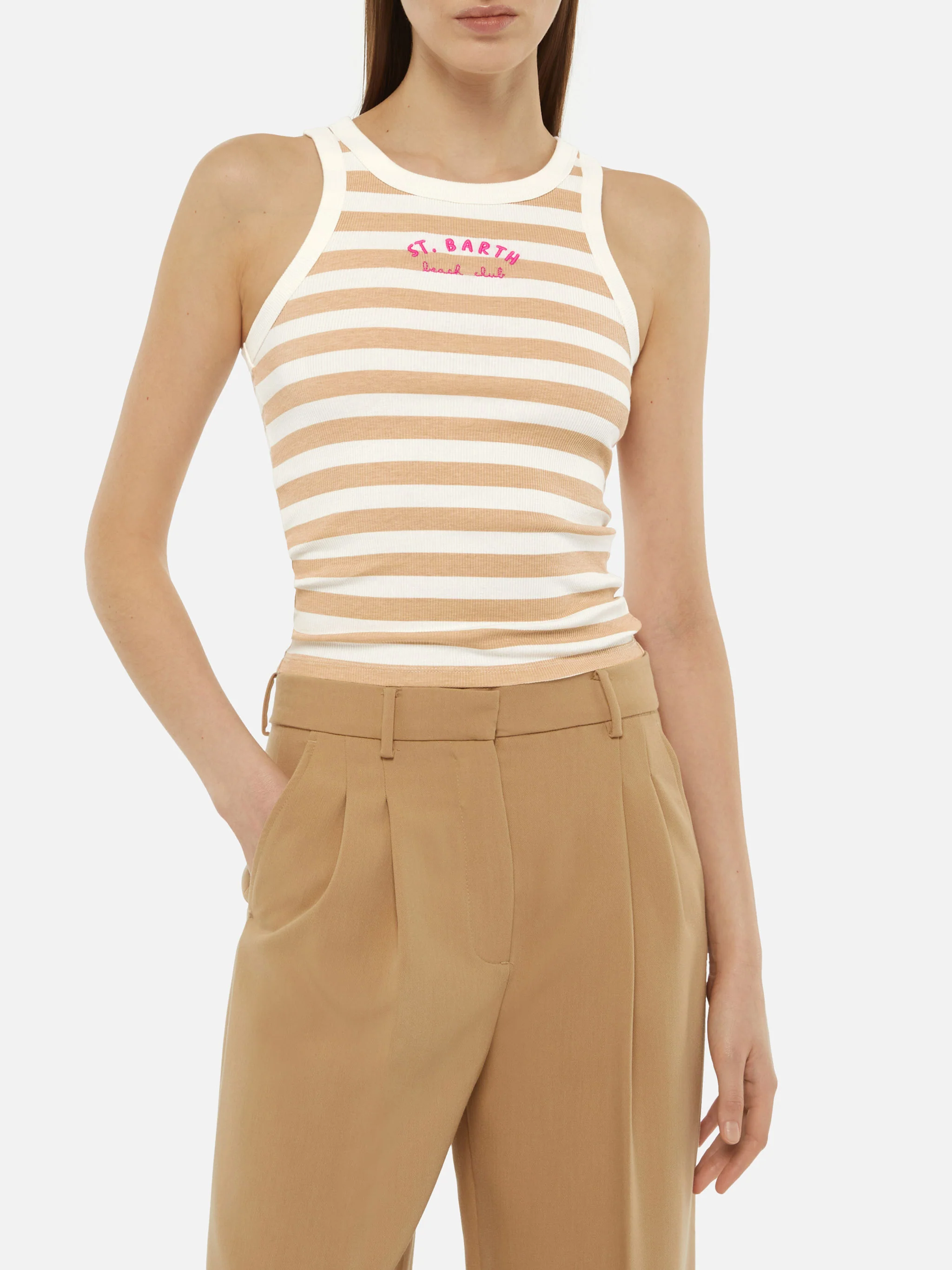 Ada striped ribbed cotton tank top - Image 2