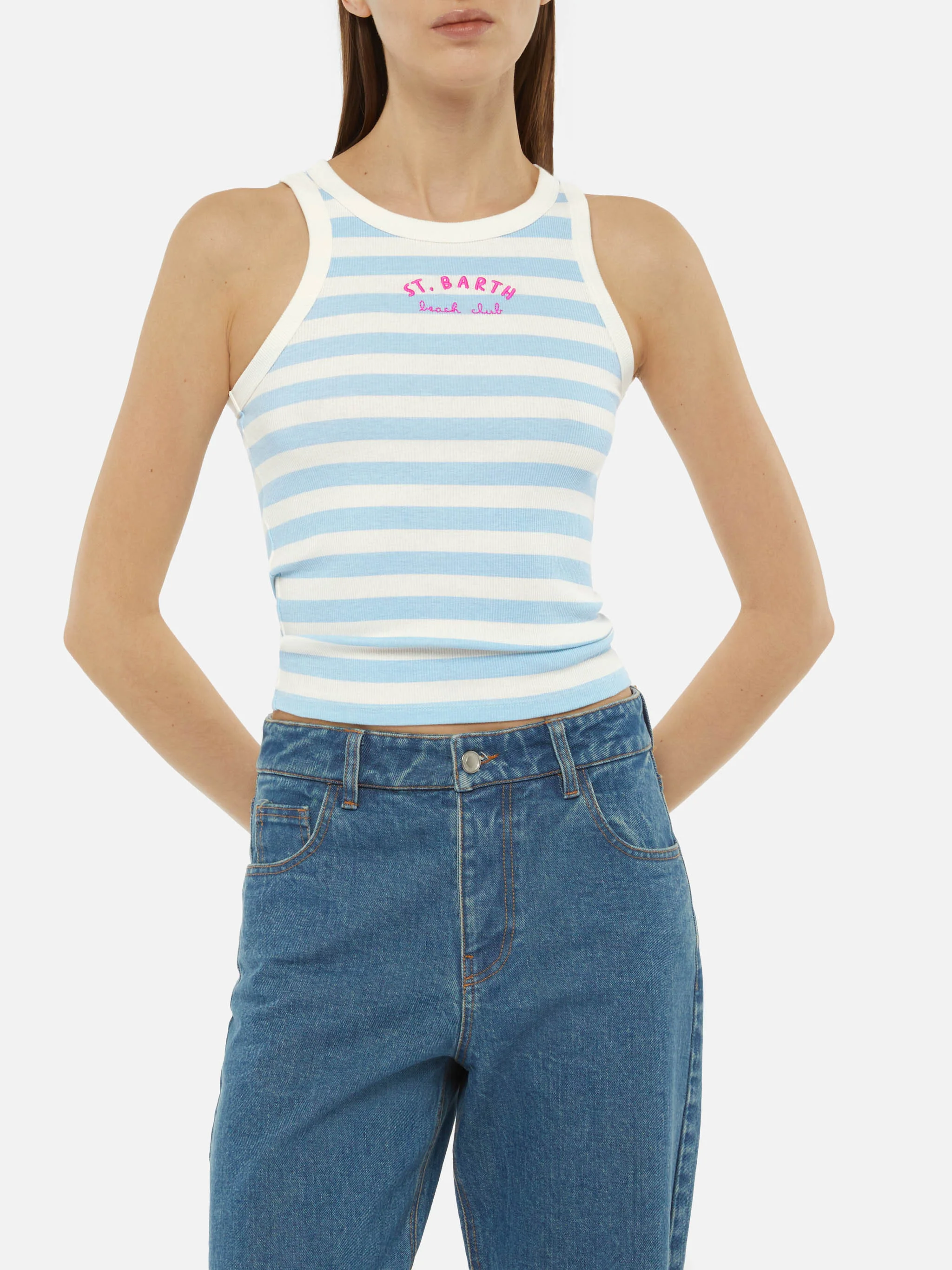 Ada striped ribbed cotton tank top - Image 2