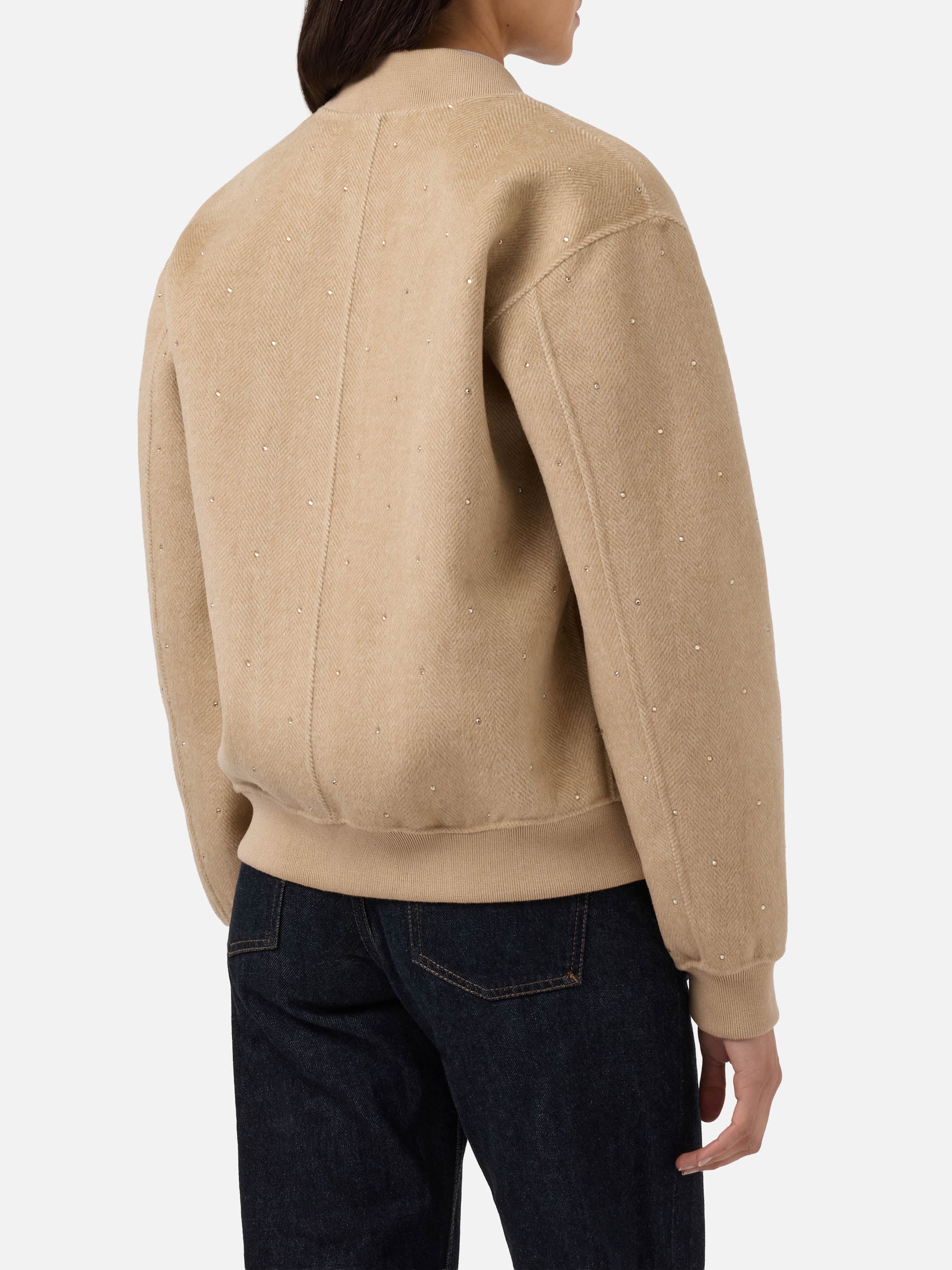 Adrien double-face herringbone bomber with rhinestones - Image 4