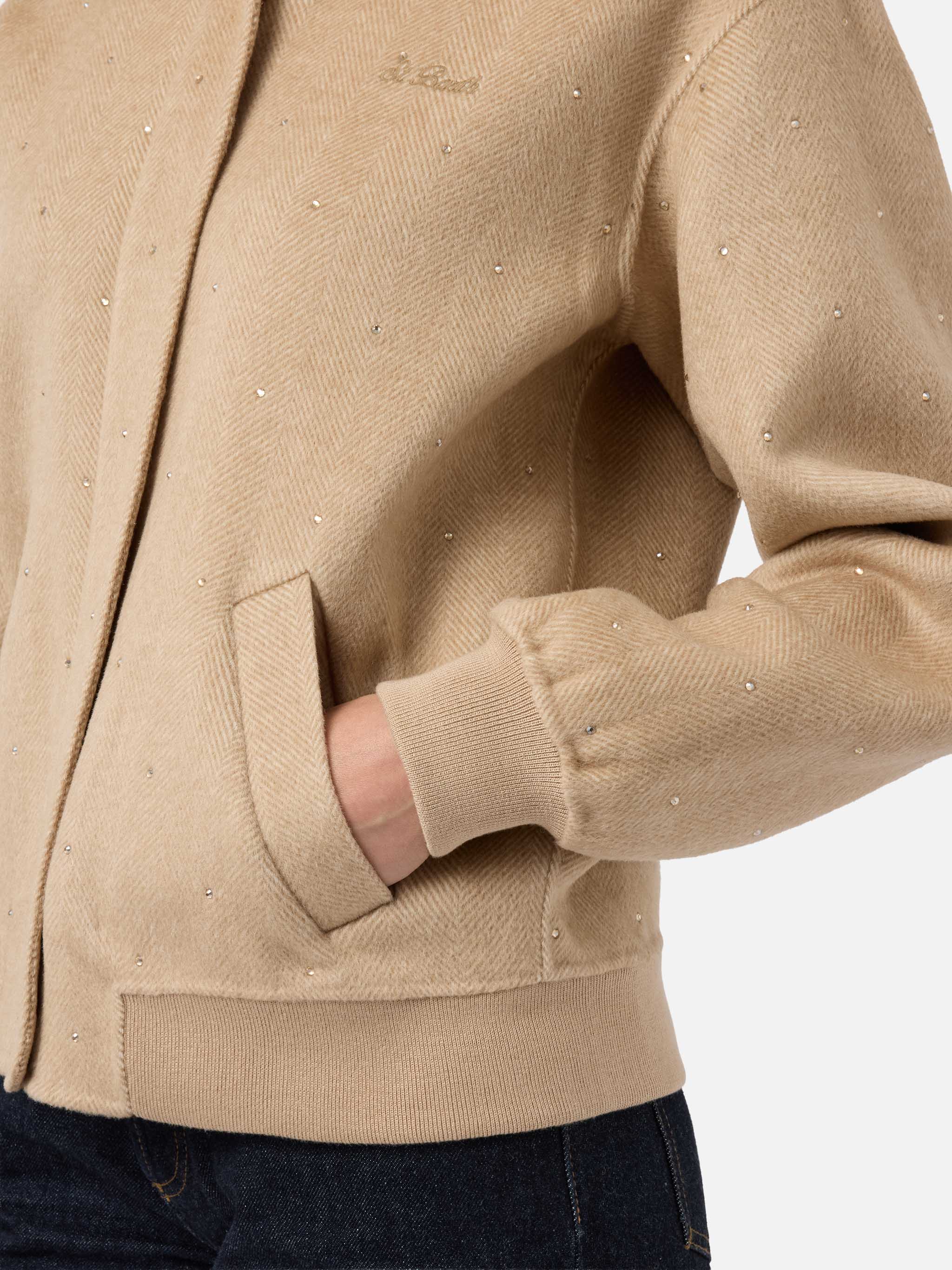 Adrien double-face herringbone bomber with rhinestones - Image 5