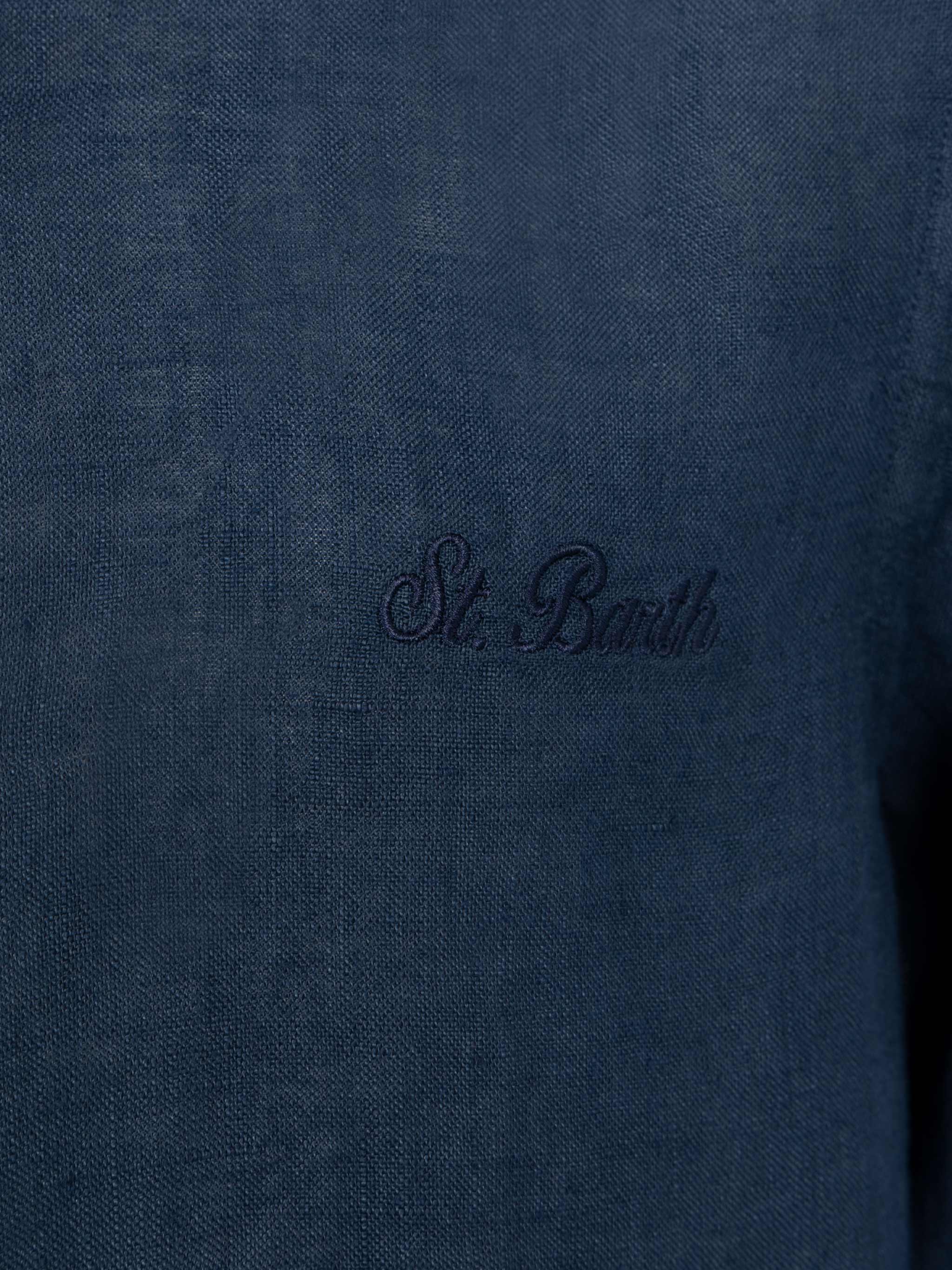 Agnes navy blue linen shirt - Image 3
