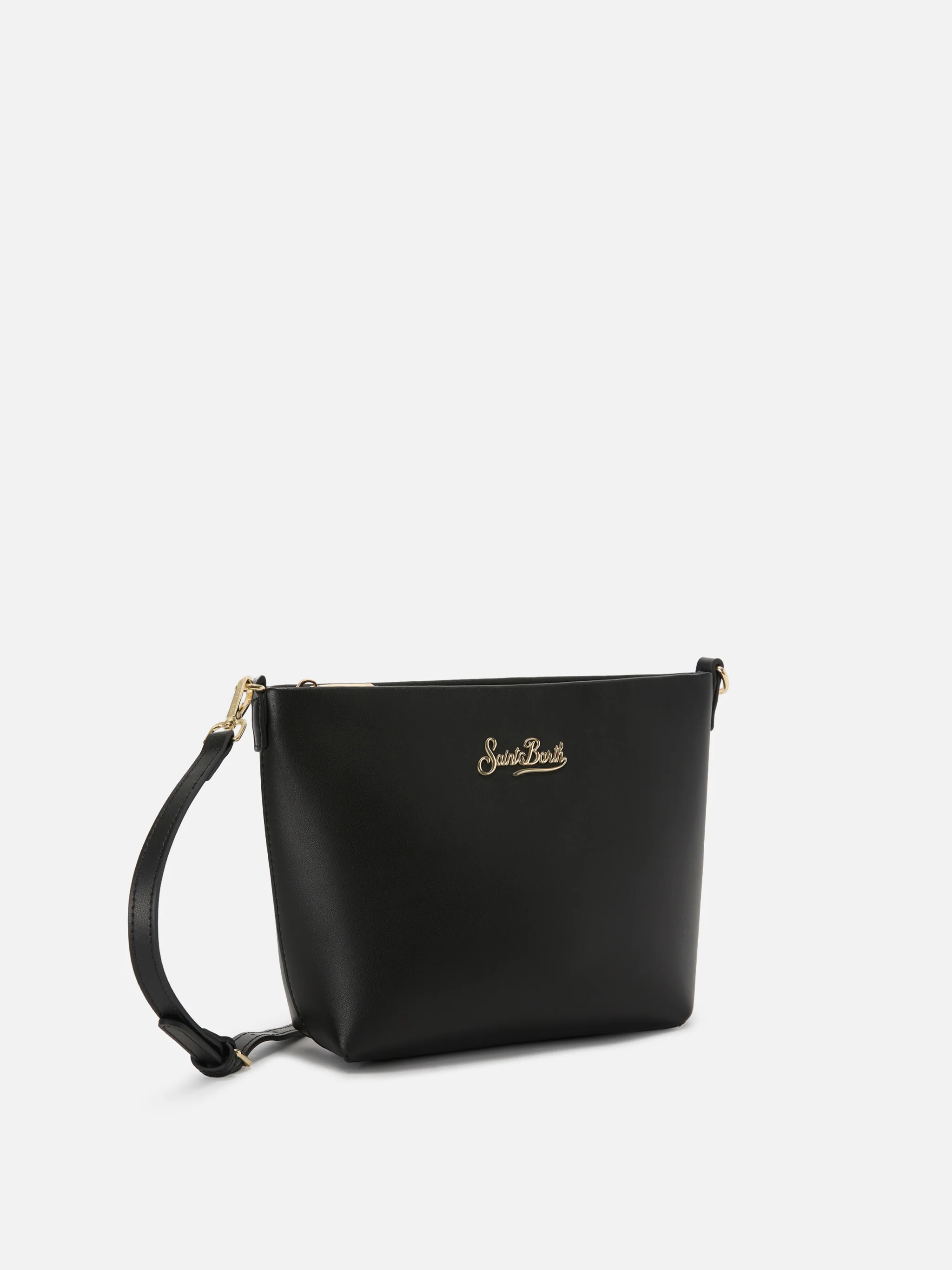 Aline bag in black smooth leather with metal logo plaque - Image 2