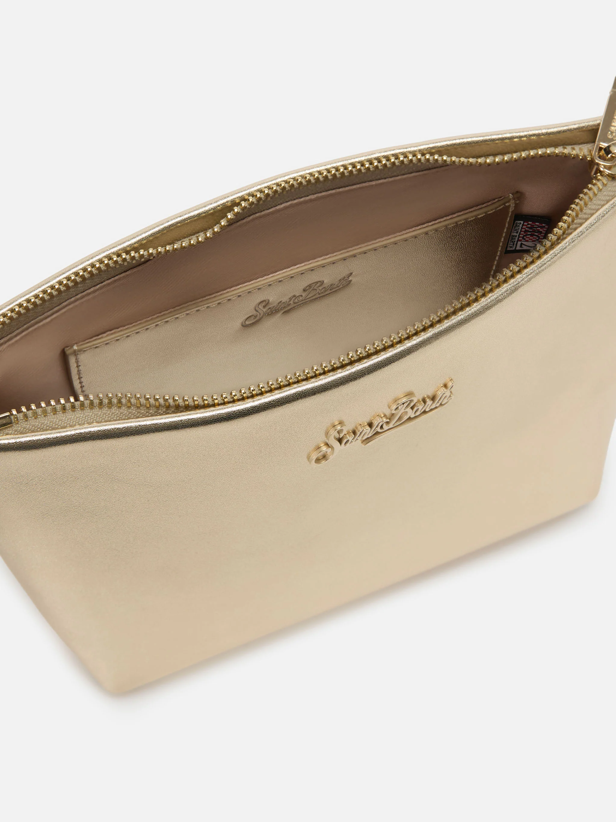 Aline bag in gold laminated leather with metal logo plaque - Image 5