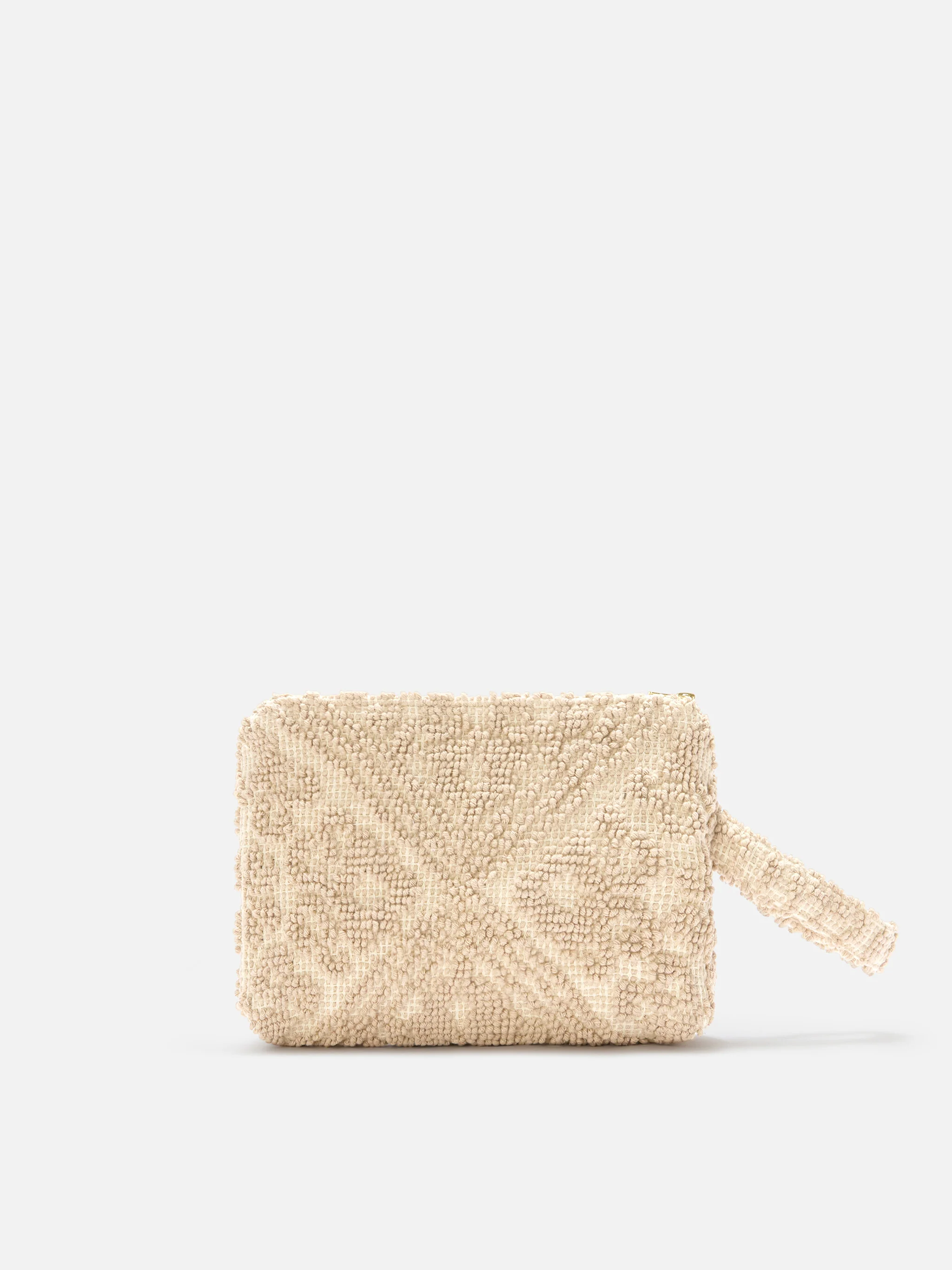 Aline beige cotton pouch with tufting embroidery - Image 3