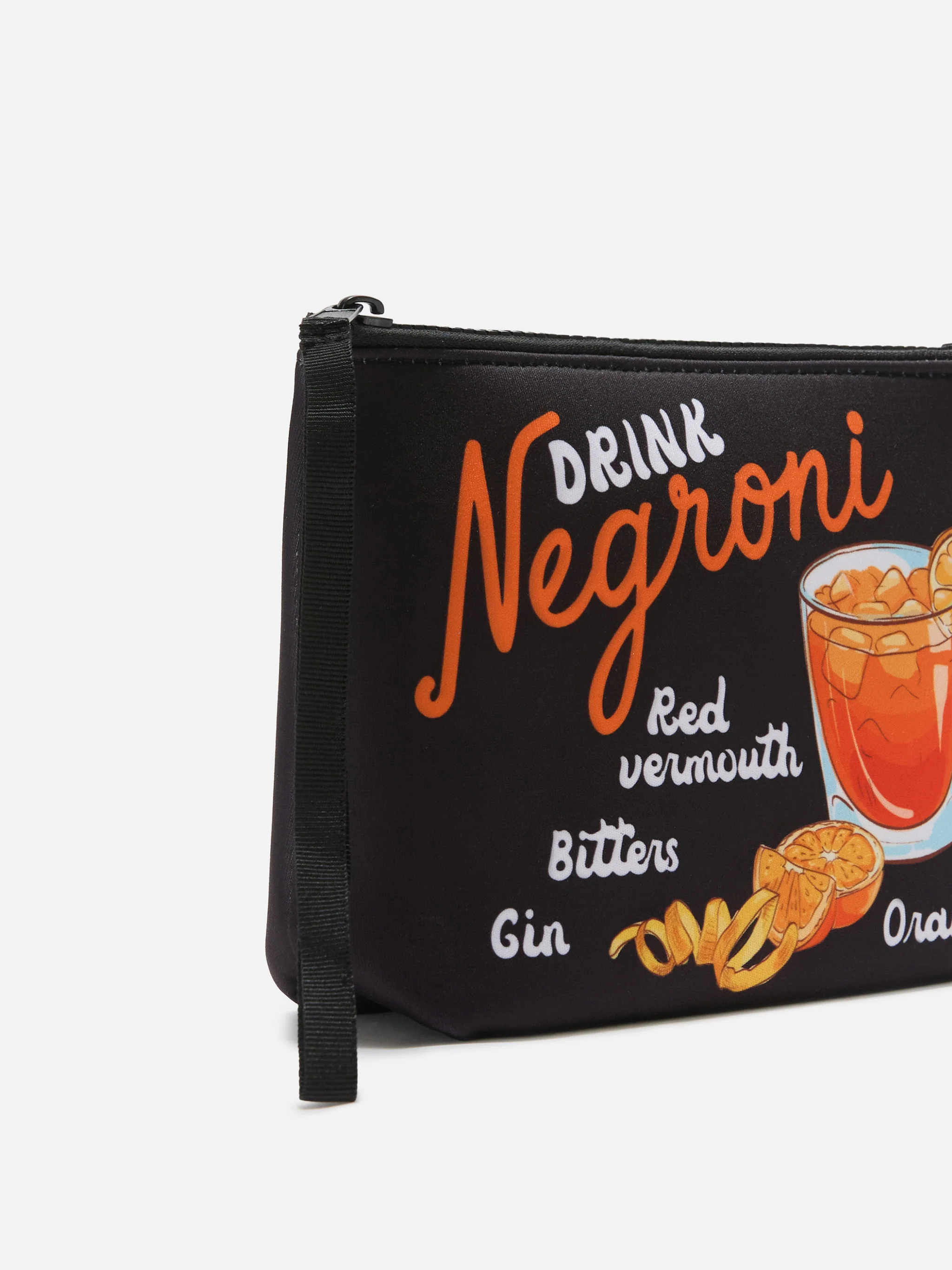 Aline black scuba pouch with Negroni recipe print - Image 2