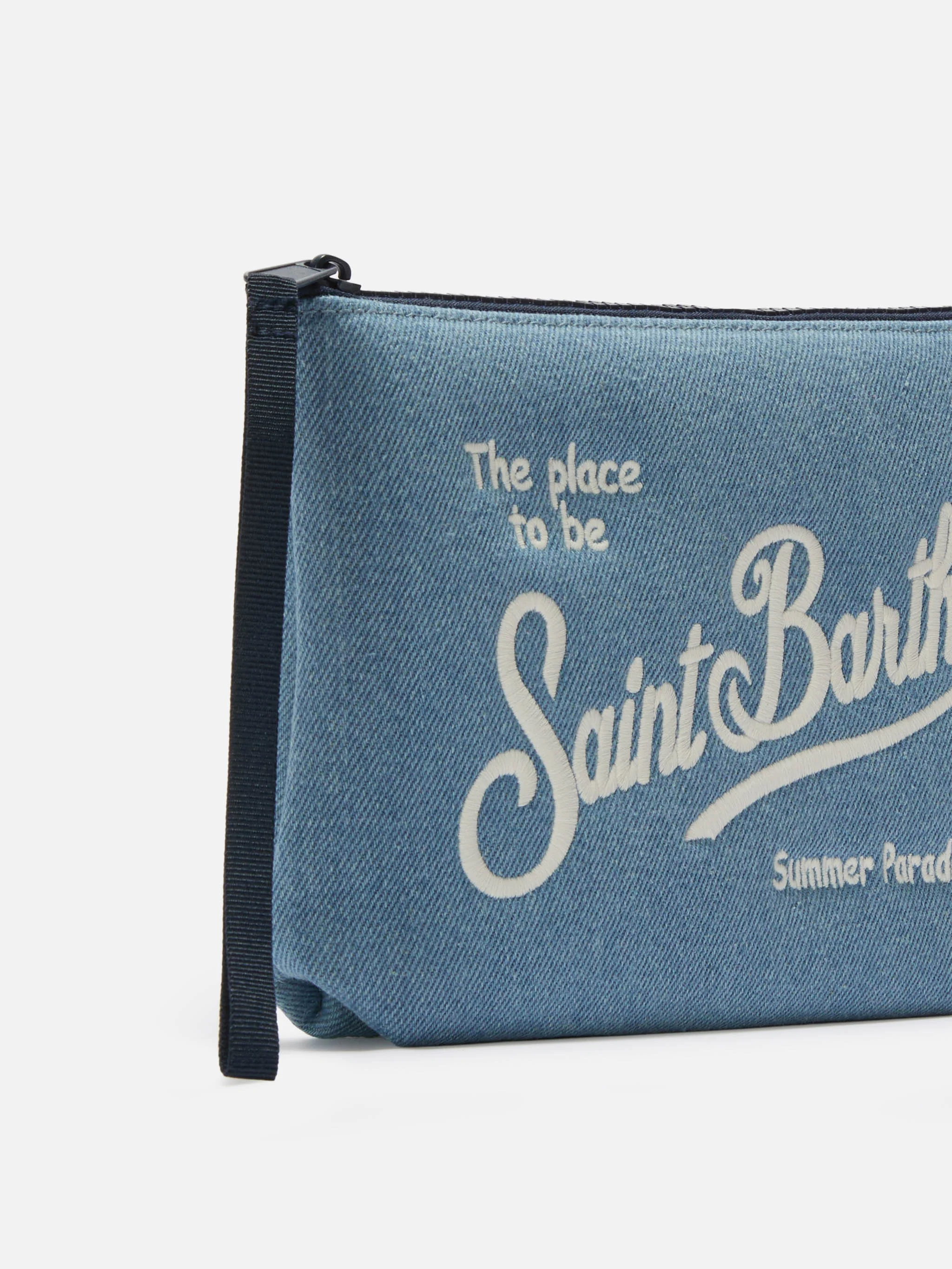 Aline blue denim-effect pouch - Image 2