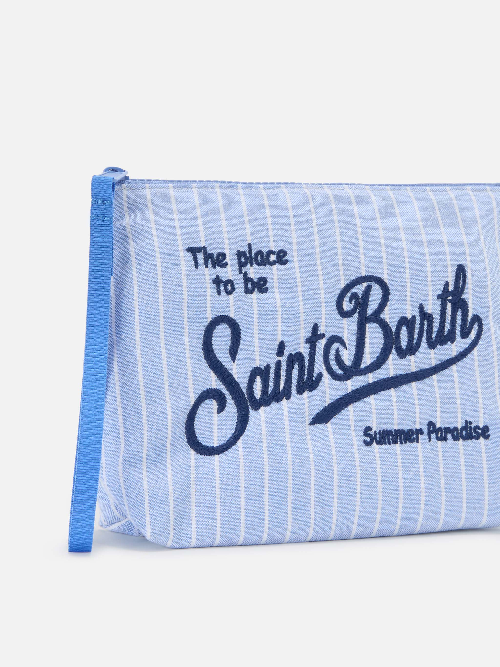 Aline blue striped cotton pouch - Image 2