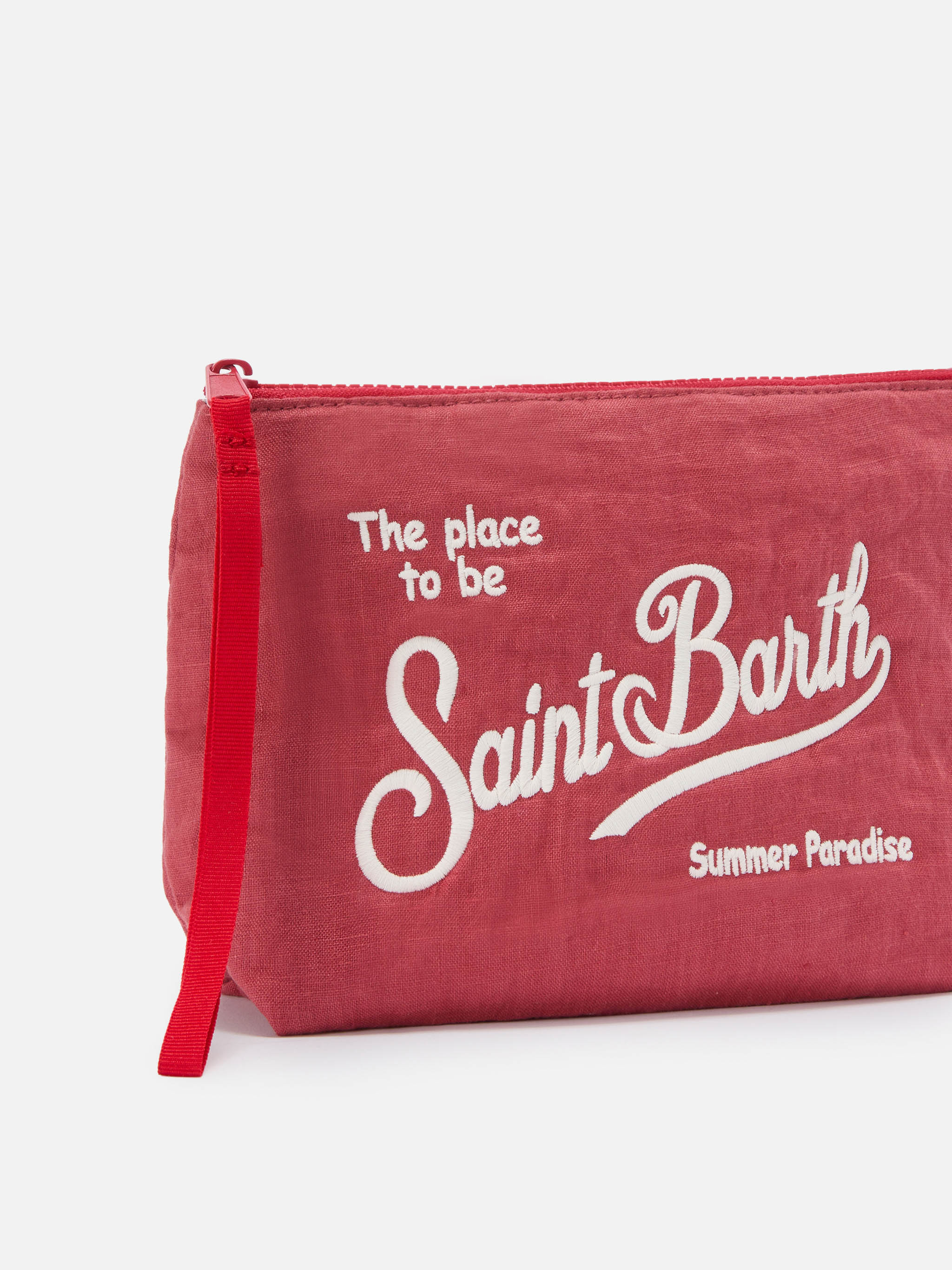 Aline brick red solid color linen pouch - Image 2