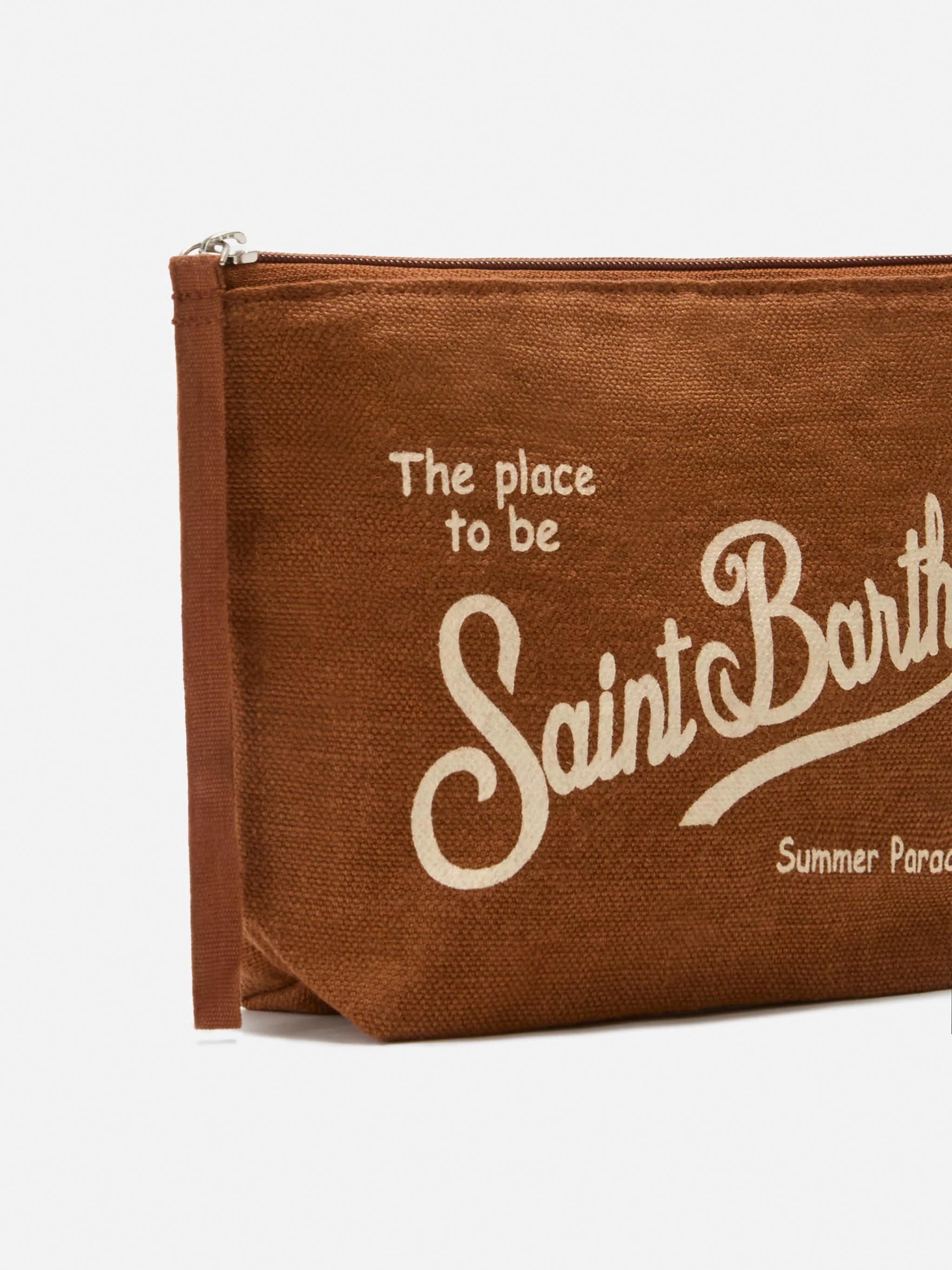 Aline brown solid color linen pouch - Image 2