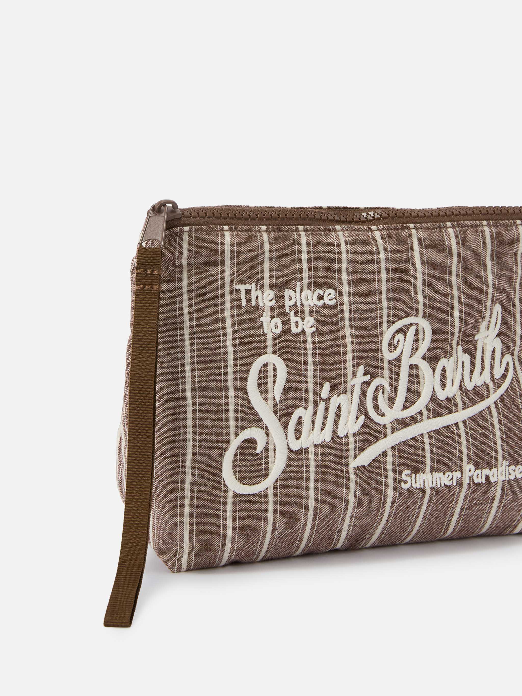 Aline brown narrow striped cotton pouch - Image 2