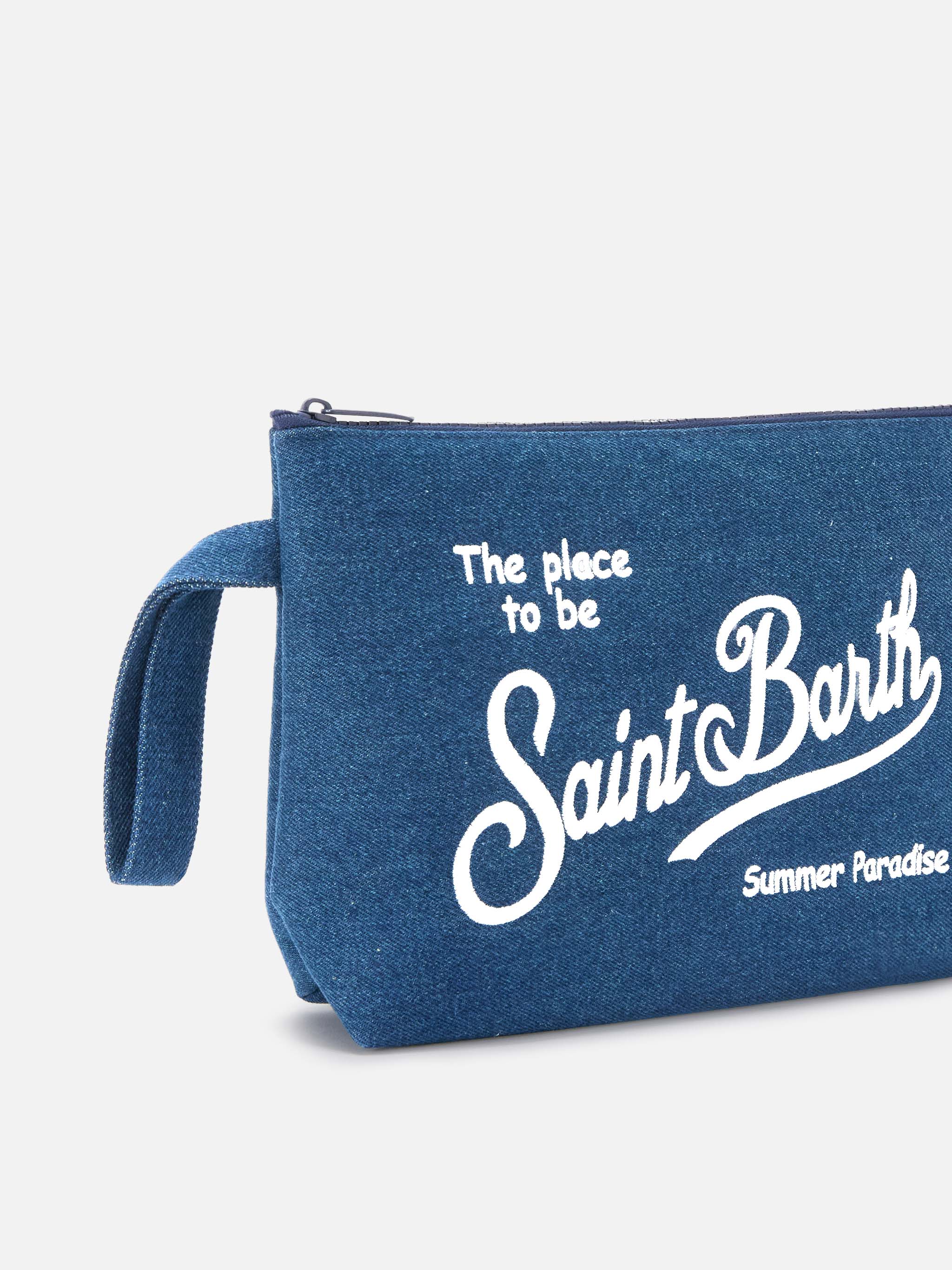 Aline dark blue denim-effect pouch - Image 3