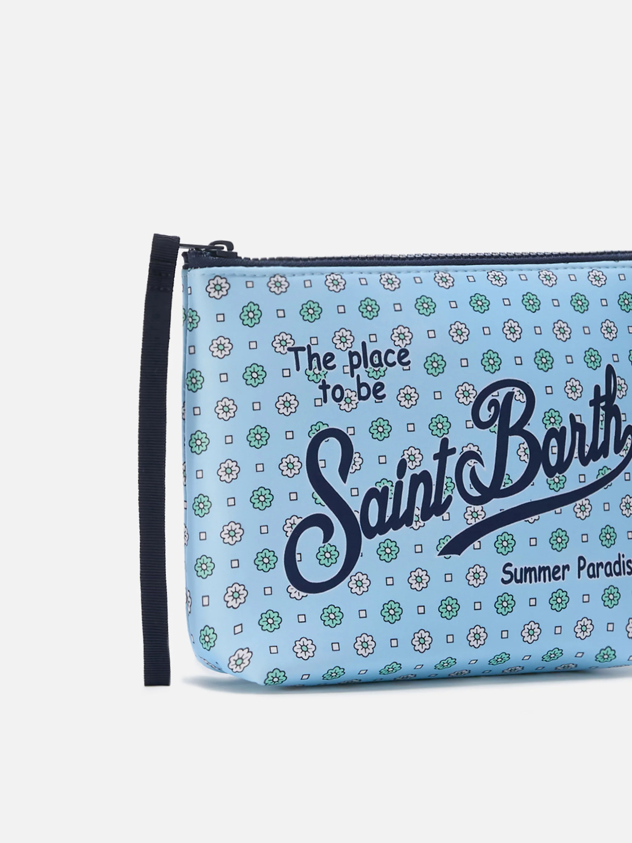 Aline light blue scuba pouch with all-over floral print - Image 2