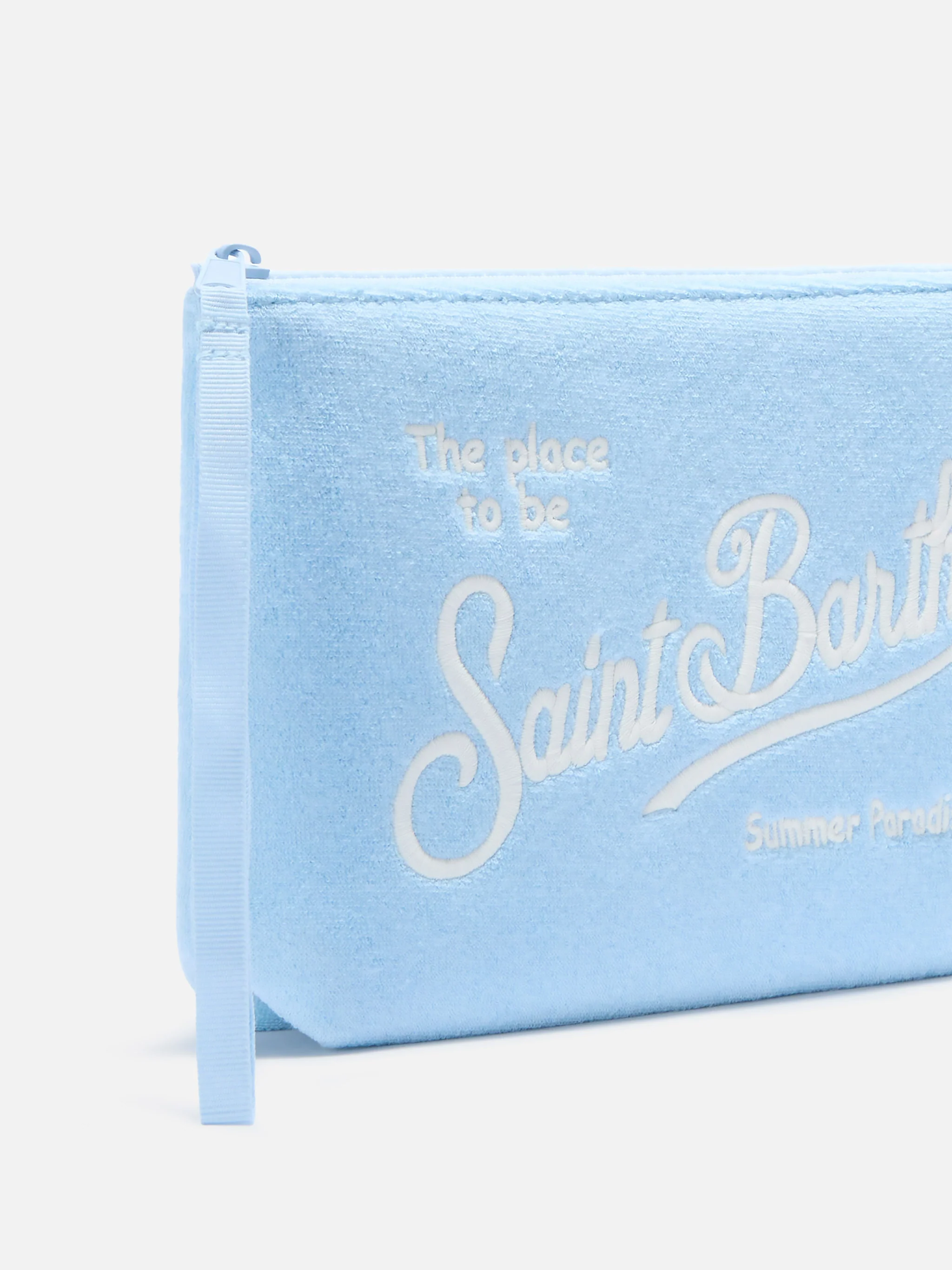Aline light blue terry-effect pouch - Image 2