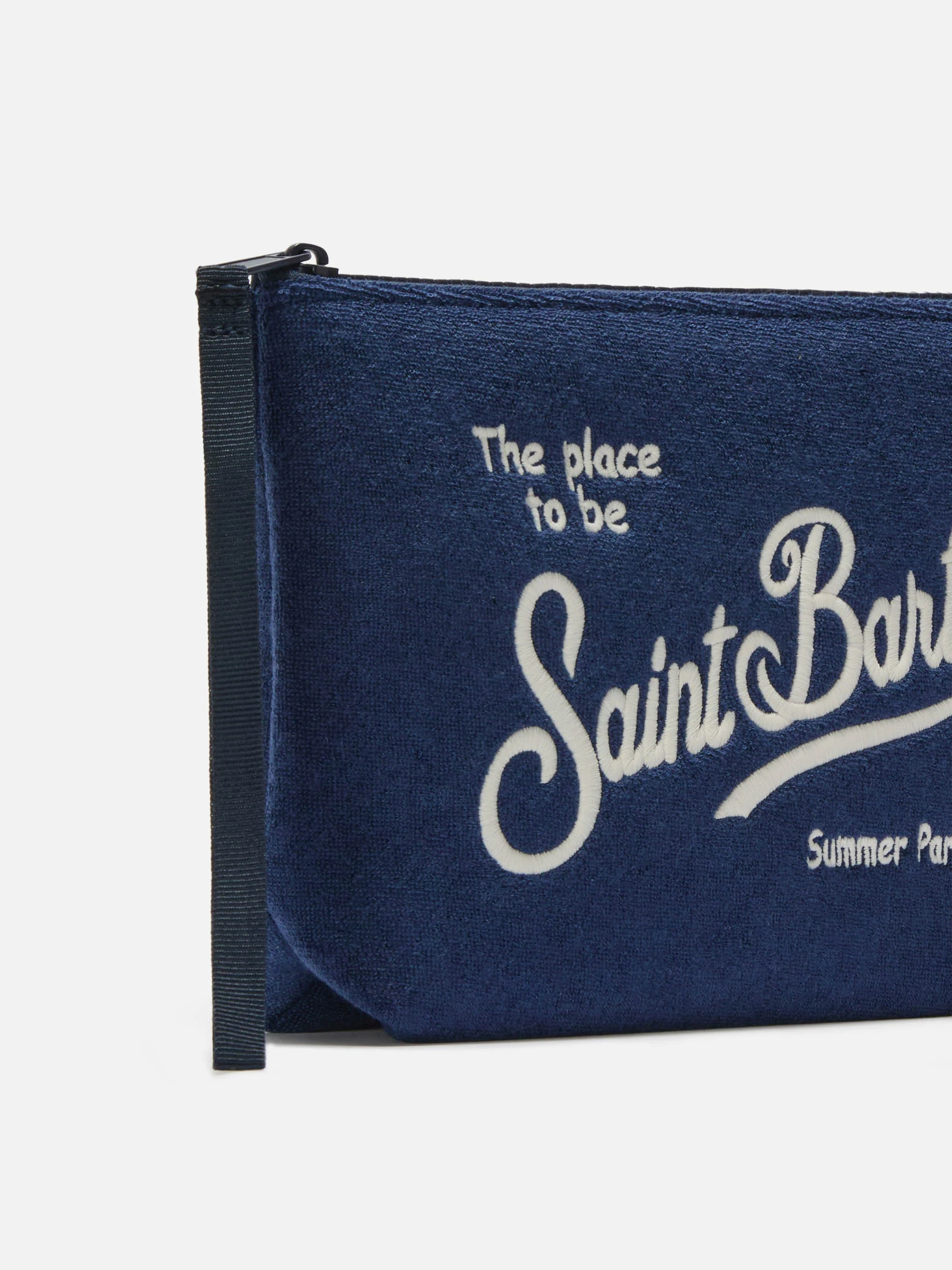 Aline navy blue terry-effect pouch - Image 2