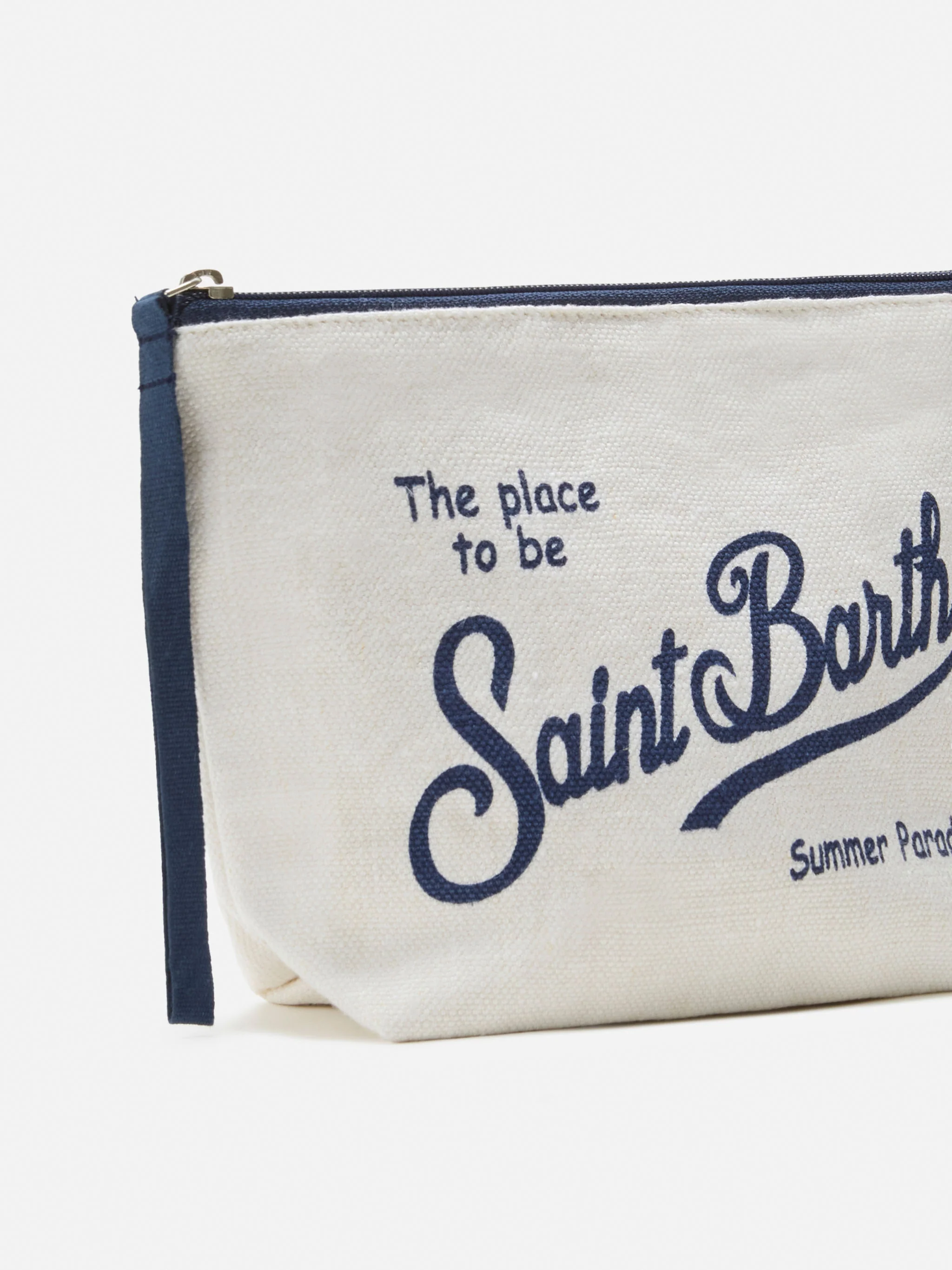 Aline white solid color linen pouch - Image 2