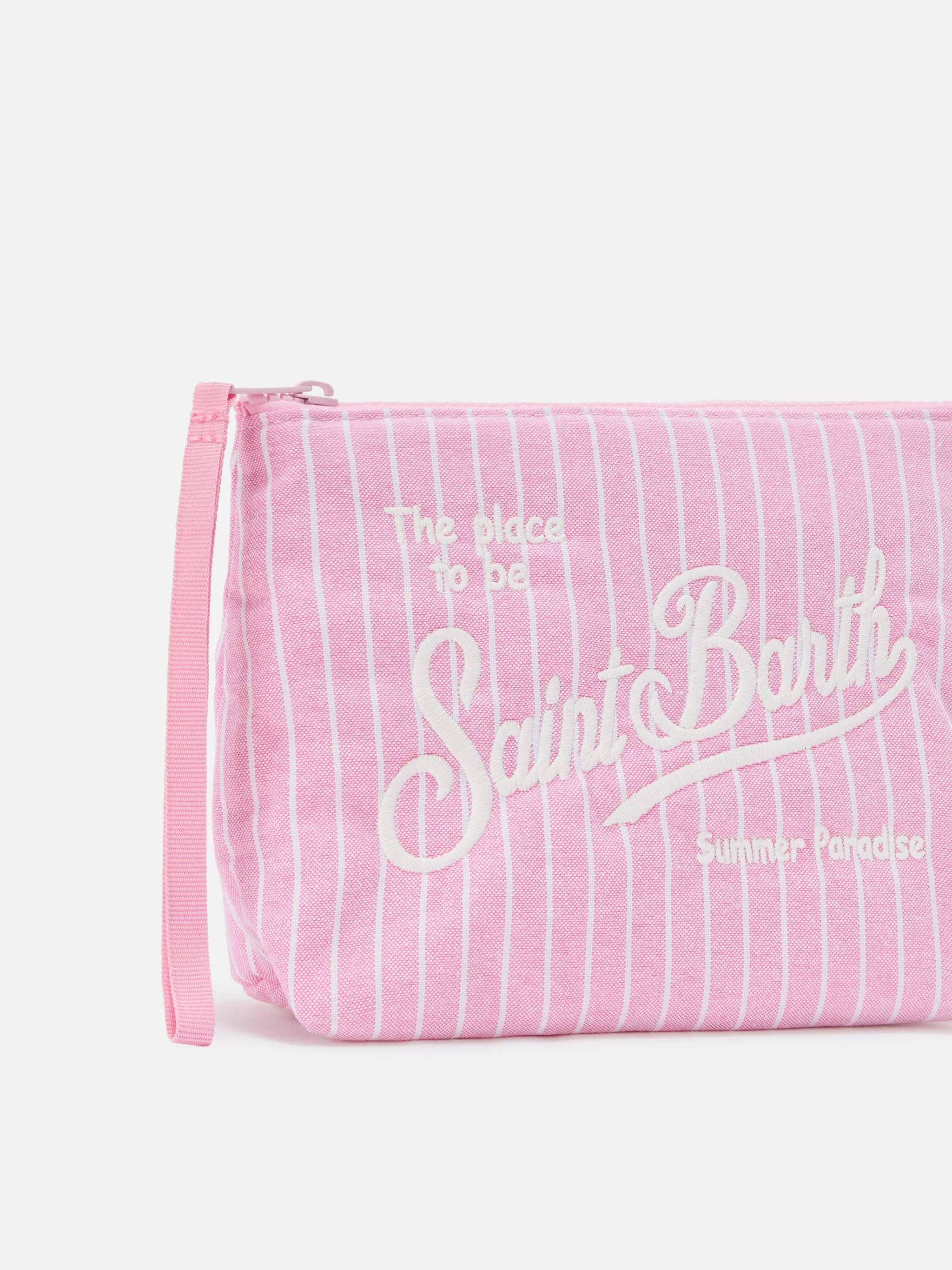 Aline pink striped cotton pouch - Image 2