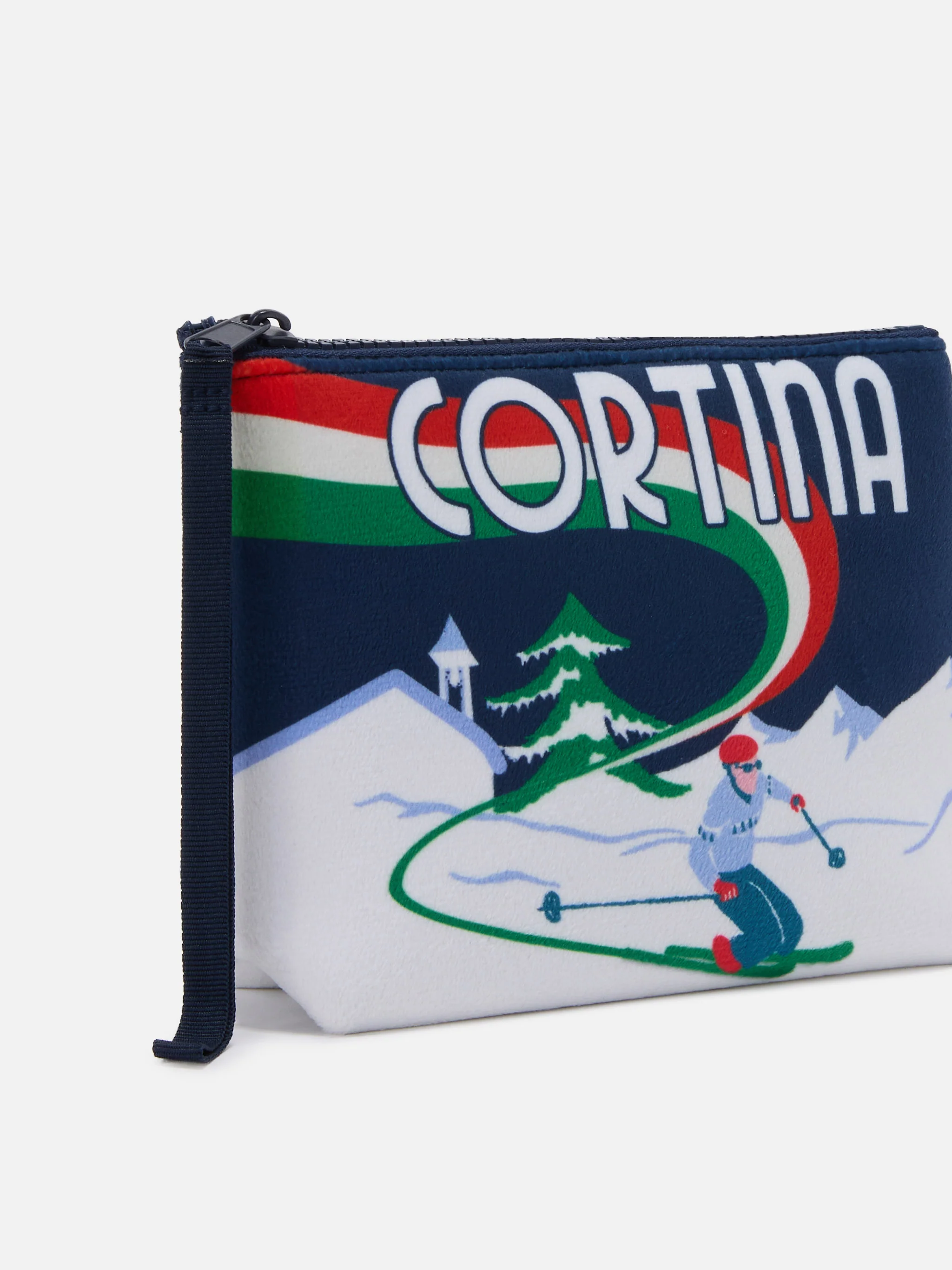 Aline Pouch in wool-effect fabric with Cortina skiers print - Image 2