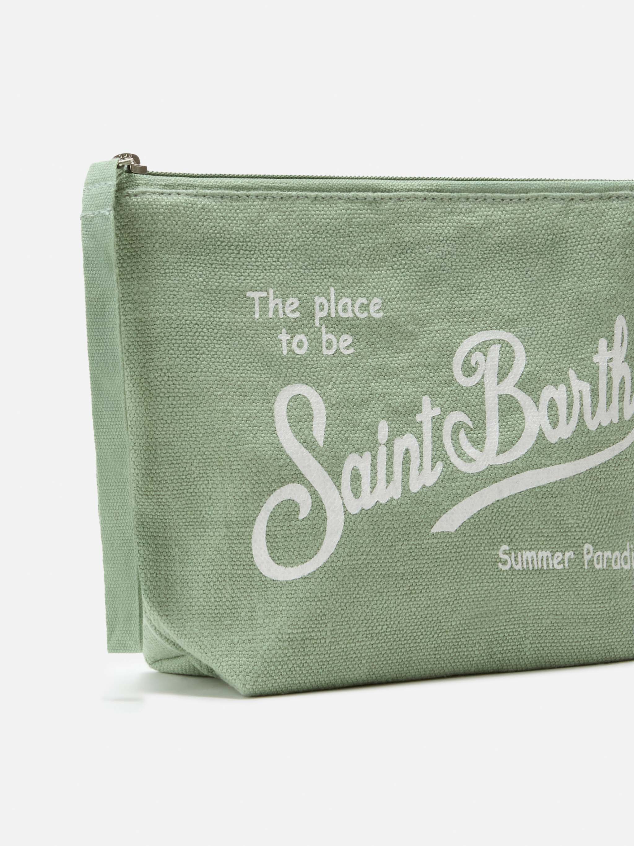 Aline sage solid color linen pouch - Image 2