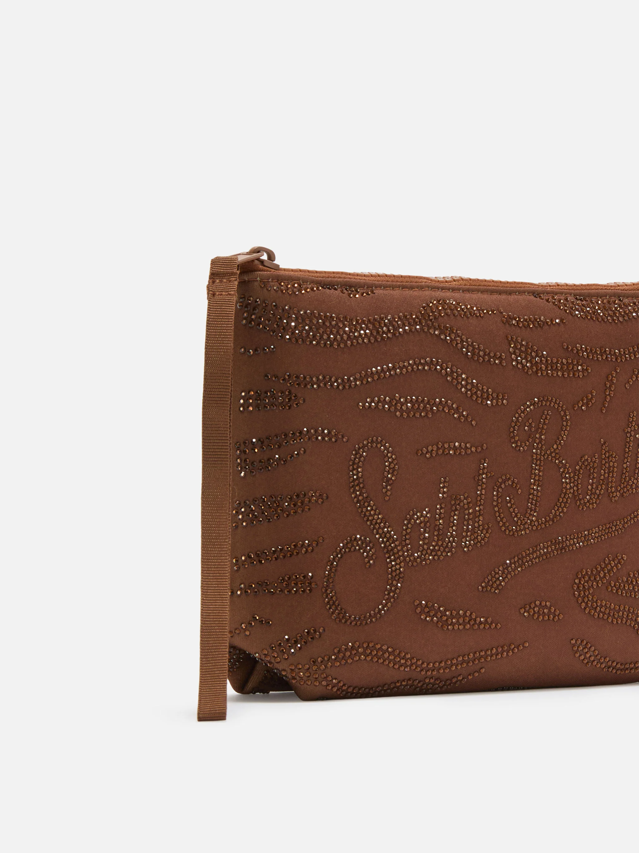 Aline scuba brown pouch with zebra print and applied rhinestones - Image 2