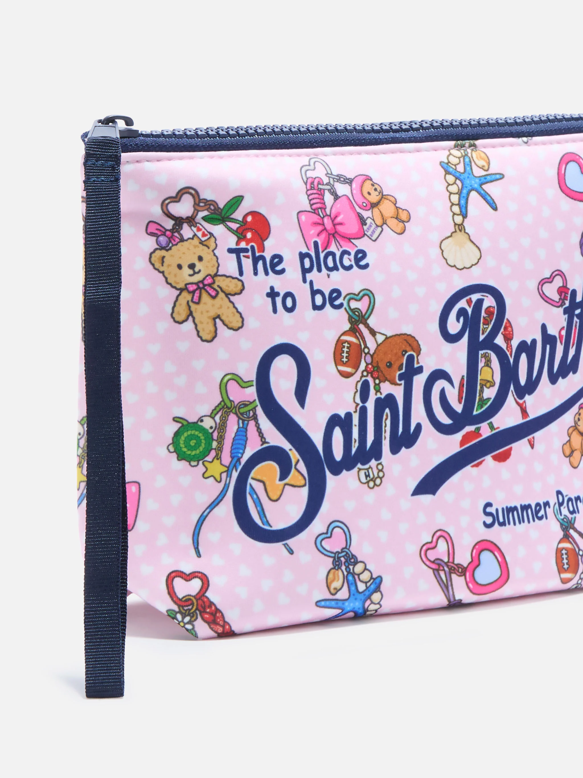 Aline scuba pink pouch with Charms Party print - Image 2