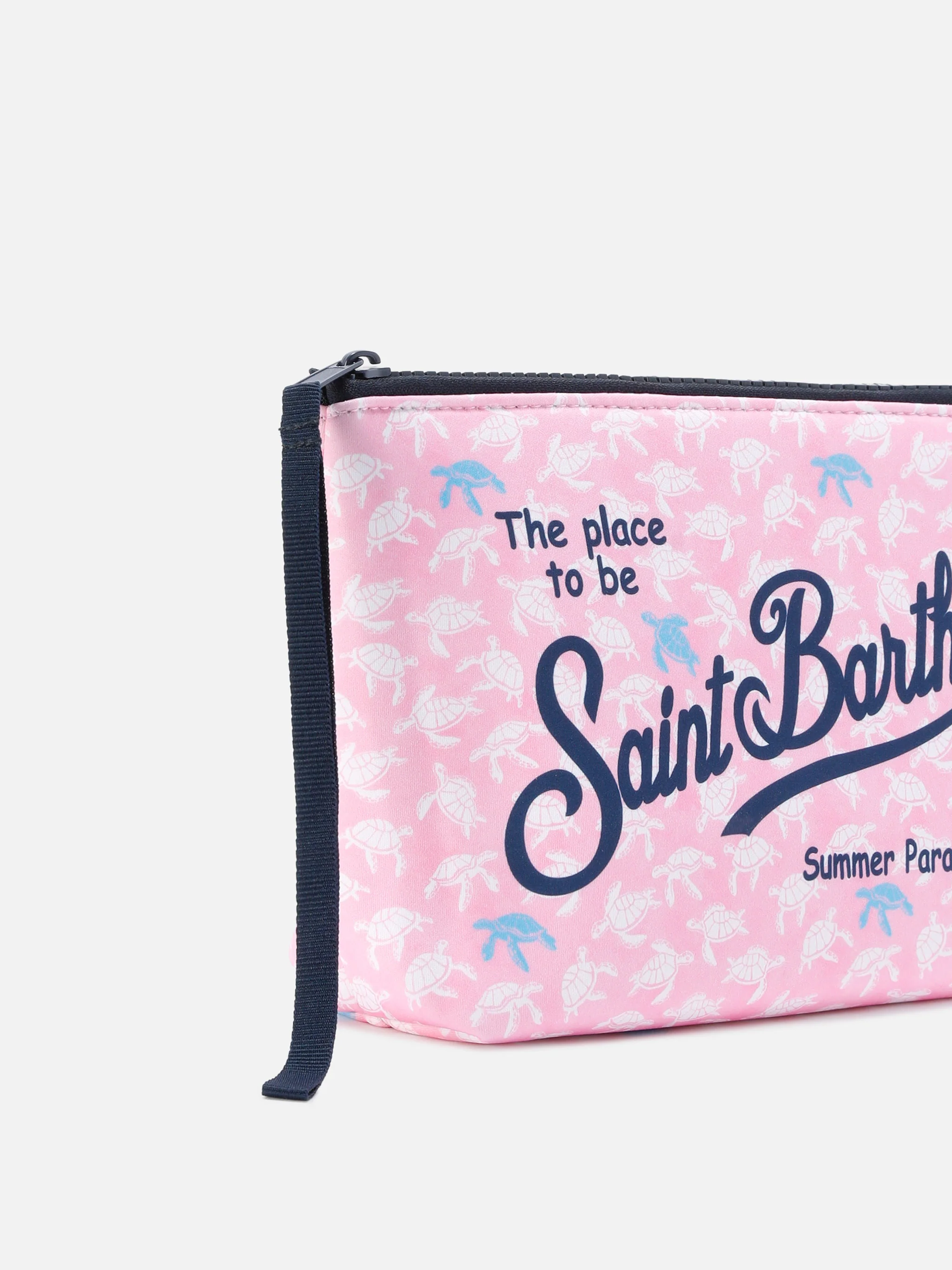 Aline scuba pouch in pink with contrasting turtle print - Image 2