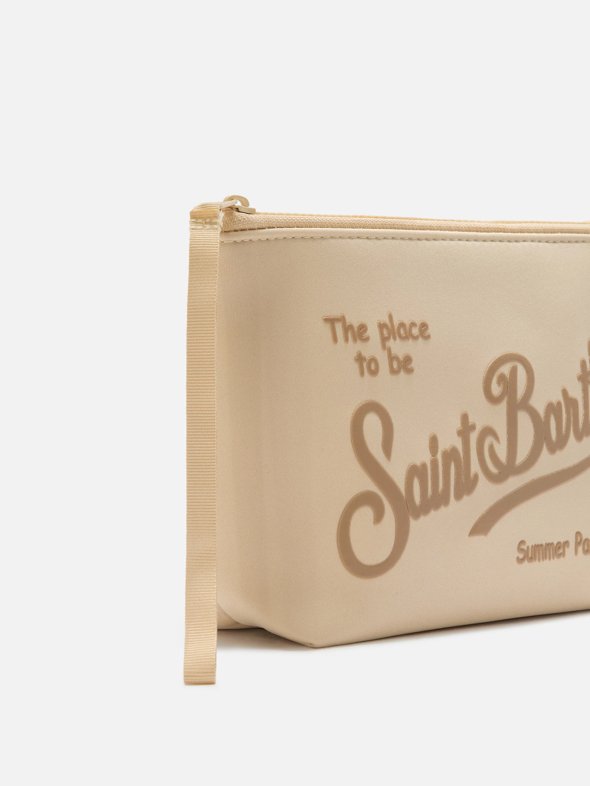 Aline scuba pouch in solid beige - Image 2