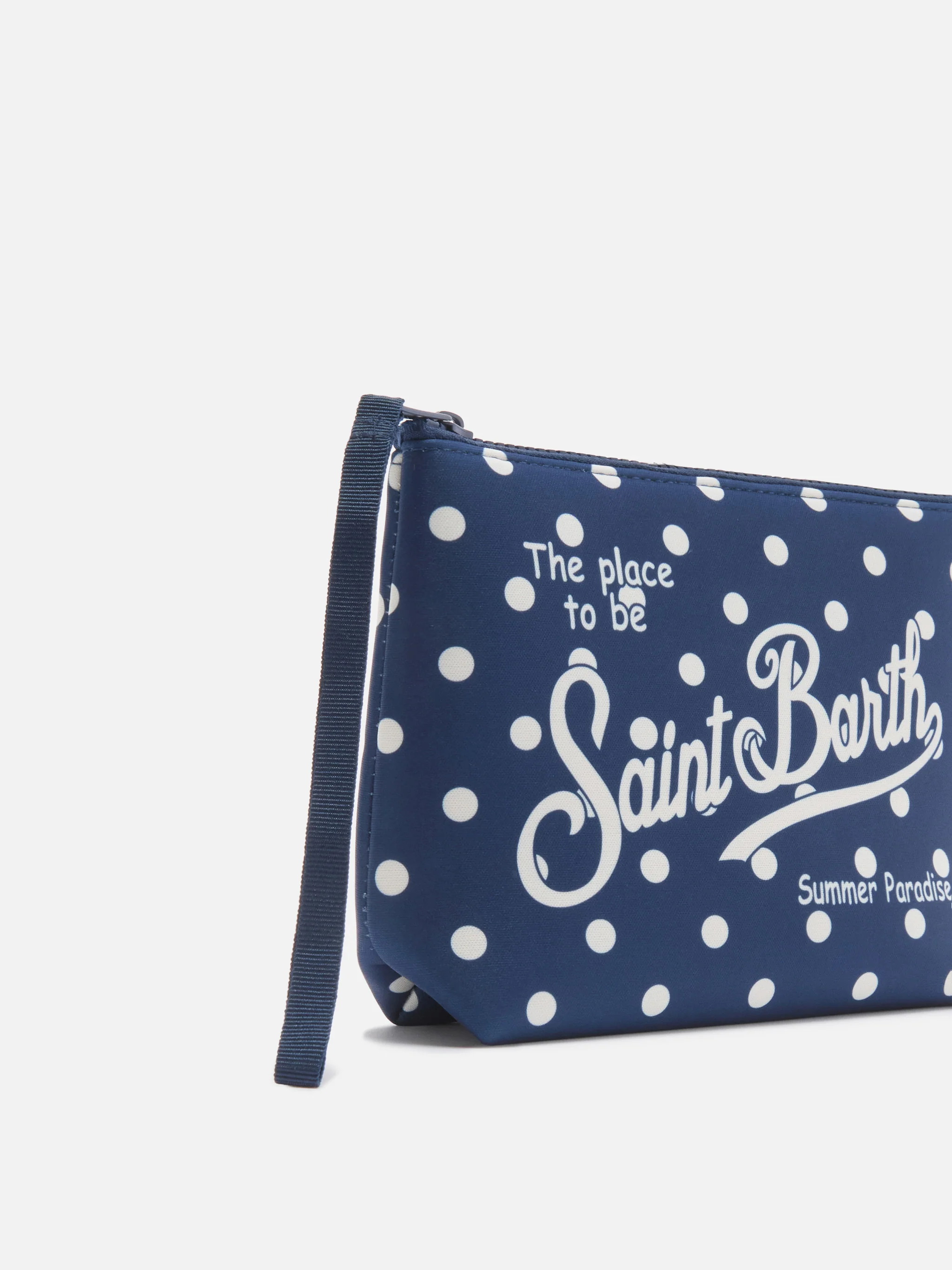 Aline scuba pouch with blue polka dot print - Image 2