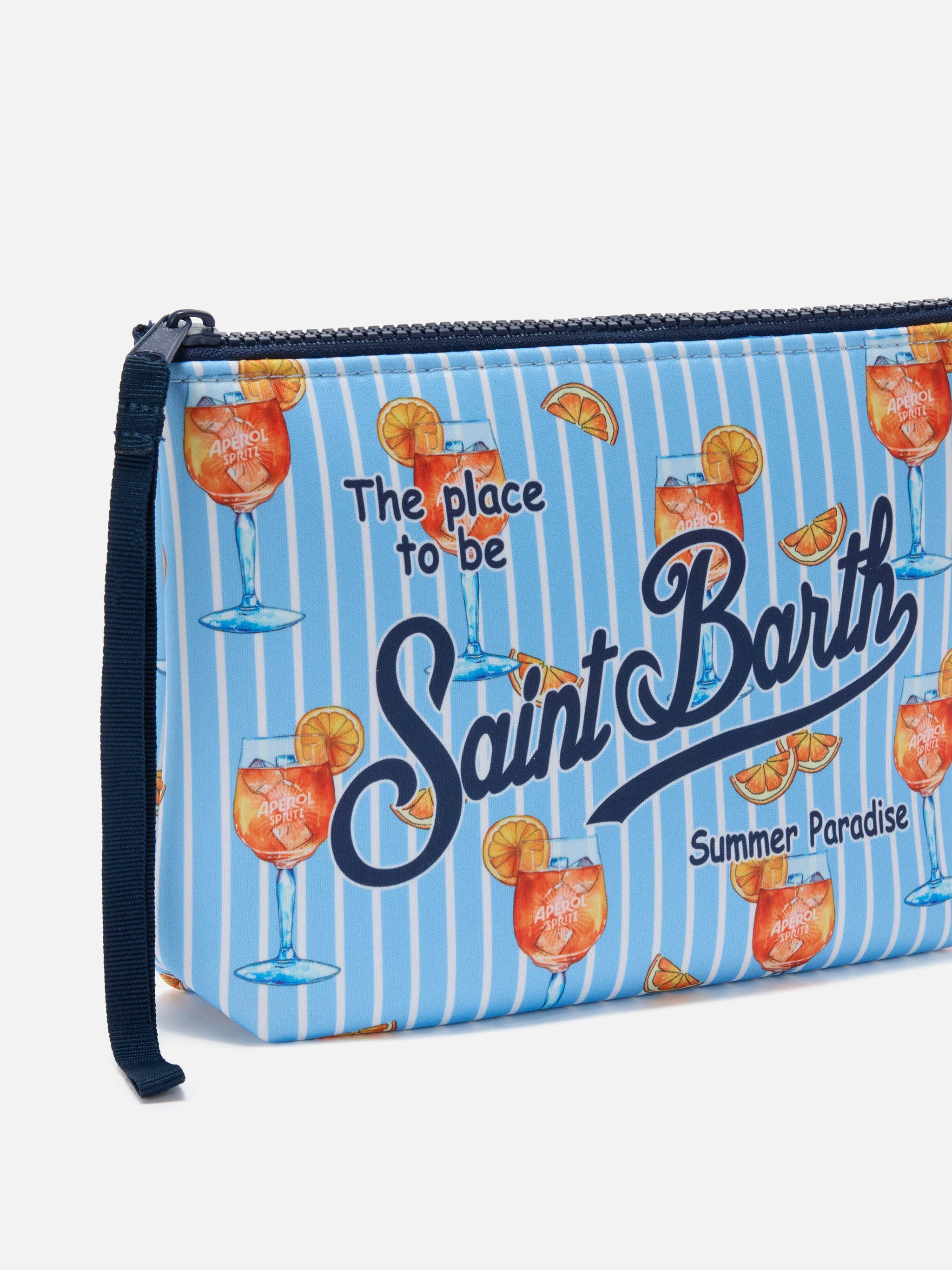 Aline scuba pouch with light blue stripes and Spritz print - Image 2