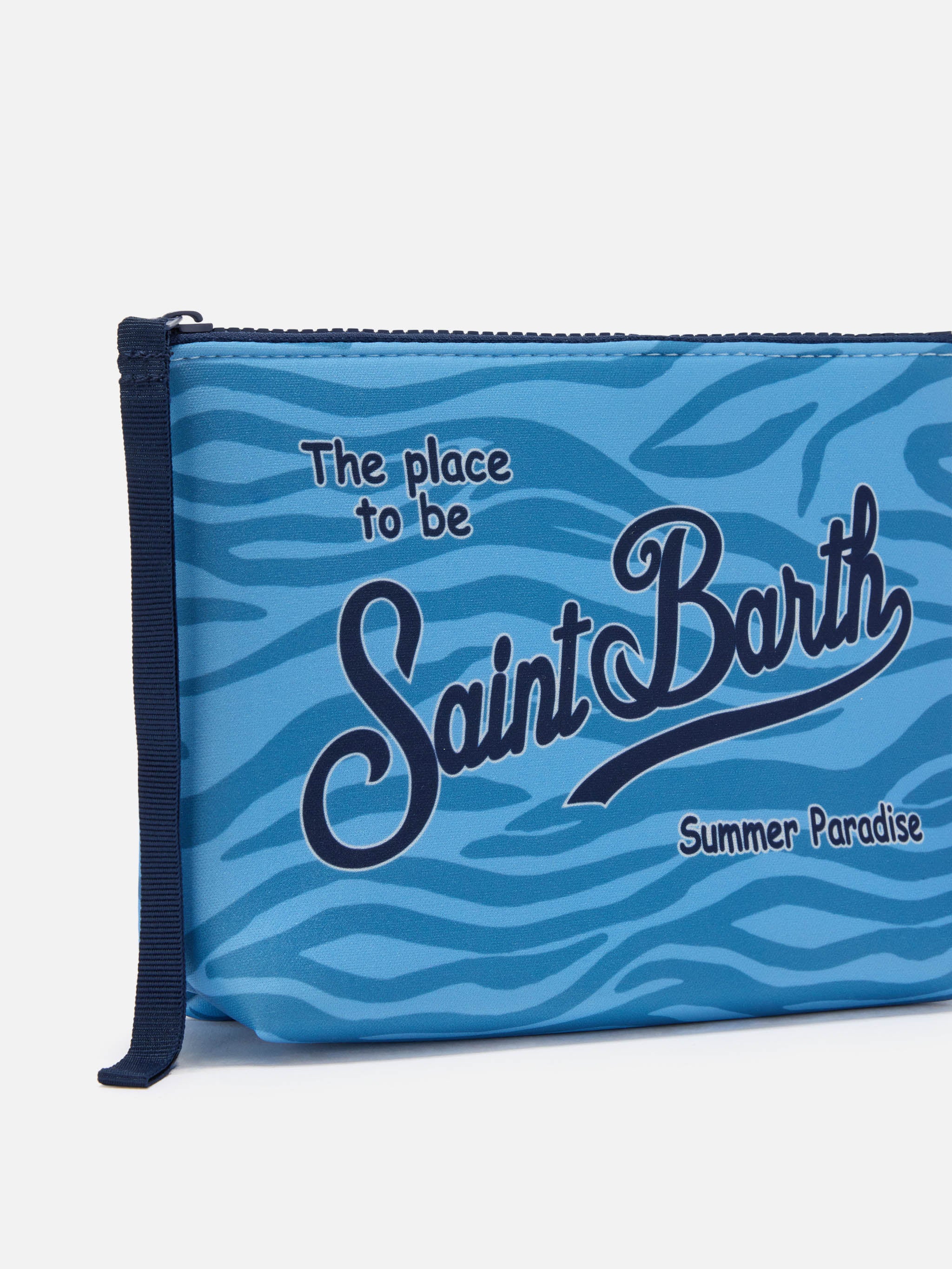Aline scuba pouch with light blue zebra print - Image 2