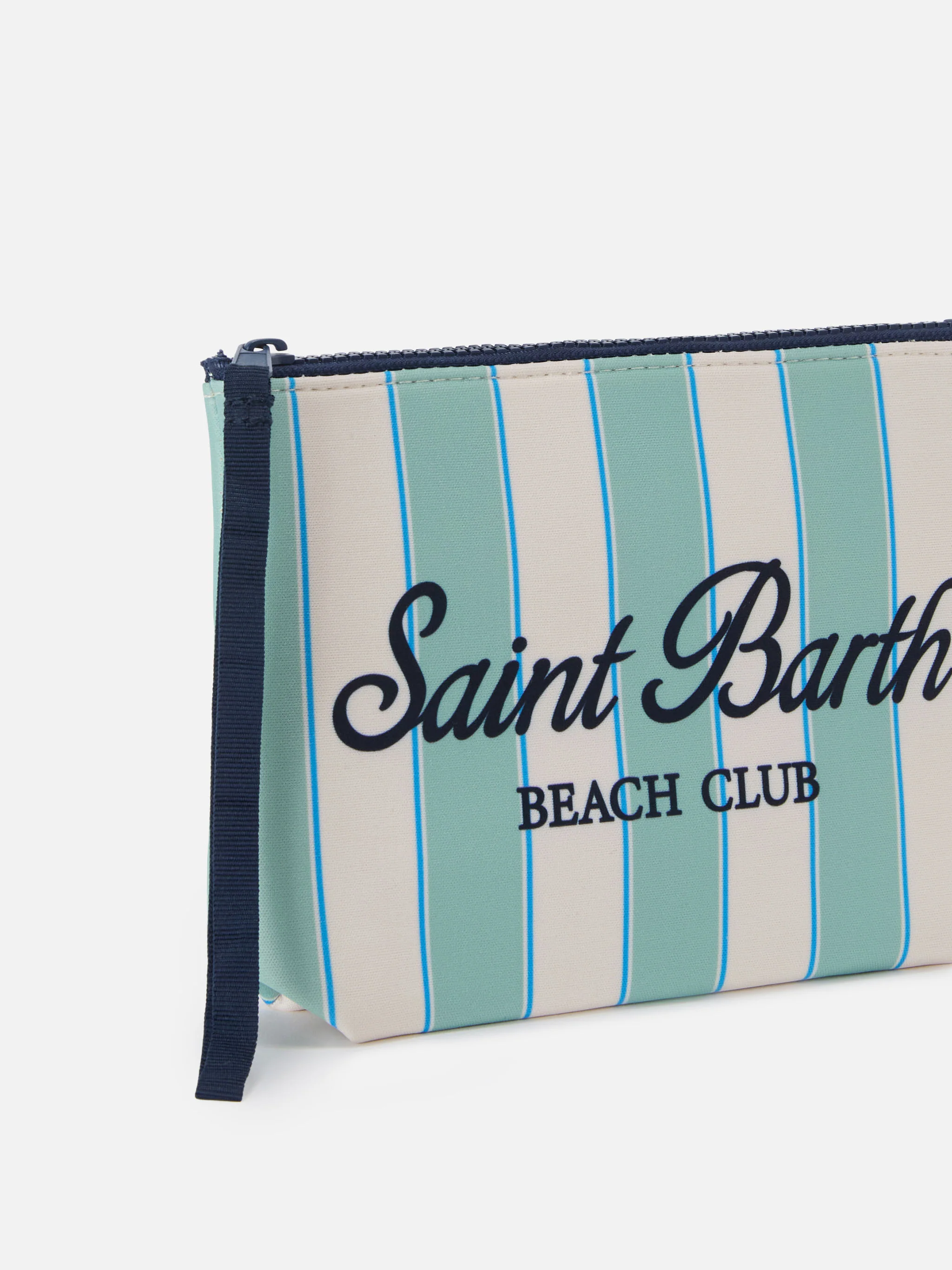 Aline scuba pouch with mint green stripes and Beach Club logo - Image 2