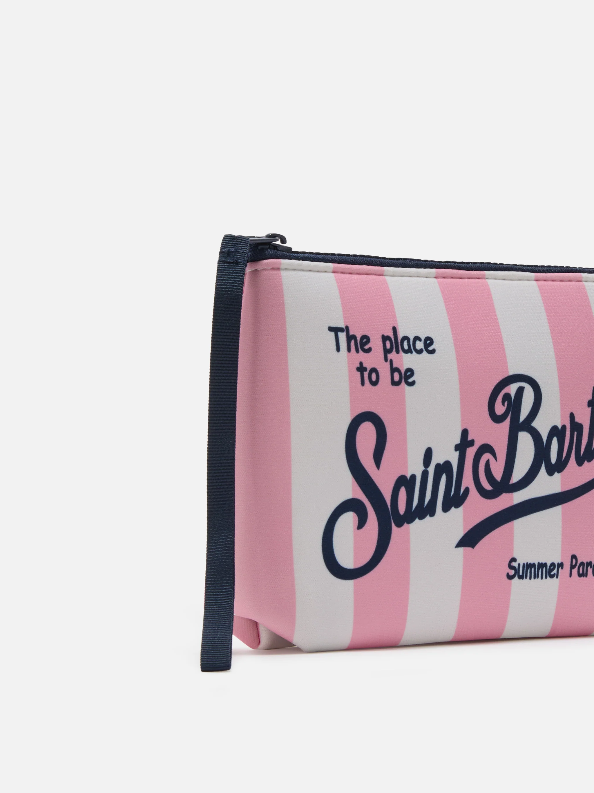 Aline scuba pouch with pink striped print - Image 2