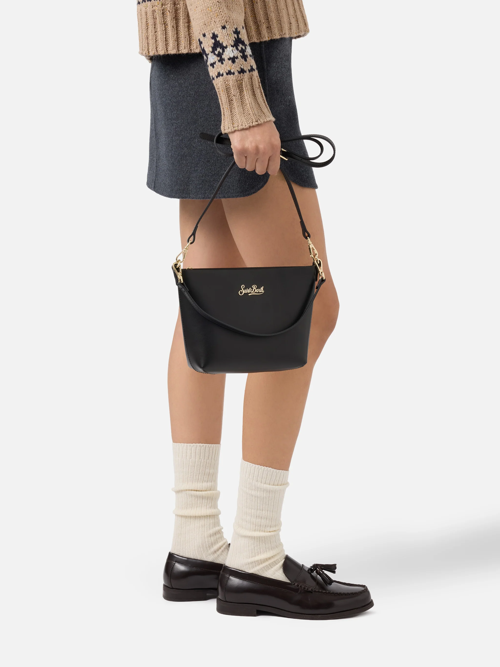 Aline Shoulder Bag in black leather - Image 2