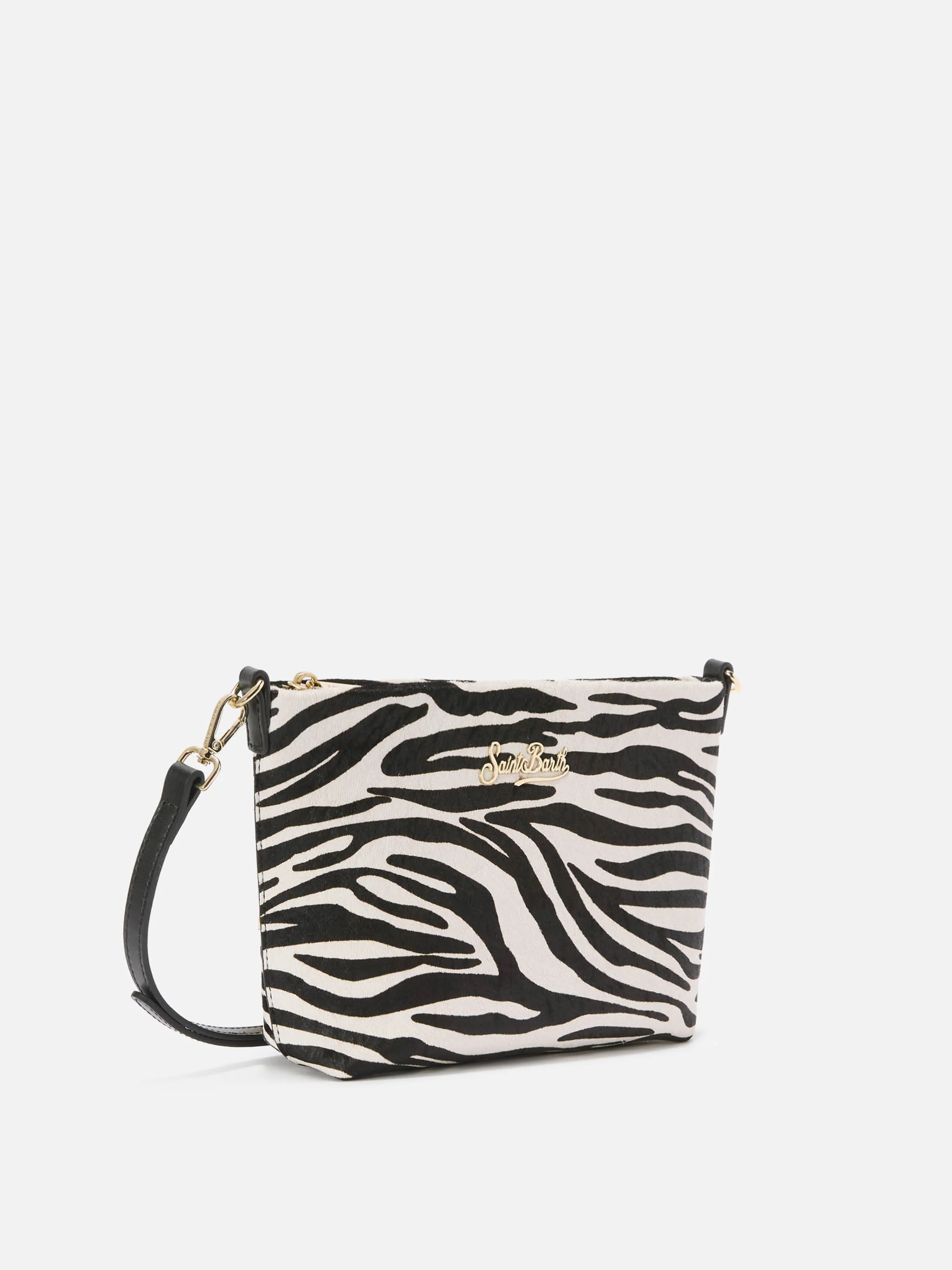 Aline Shoulder Bag in brushed leather and zebra-print calf hair - Image 3