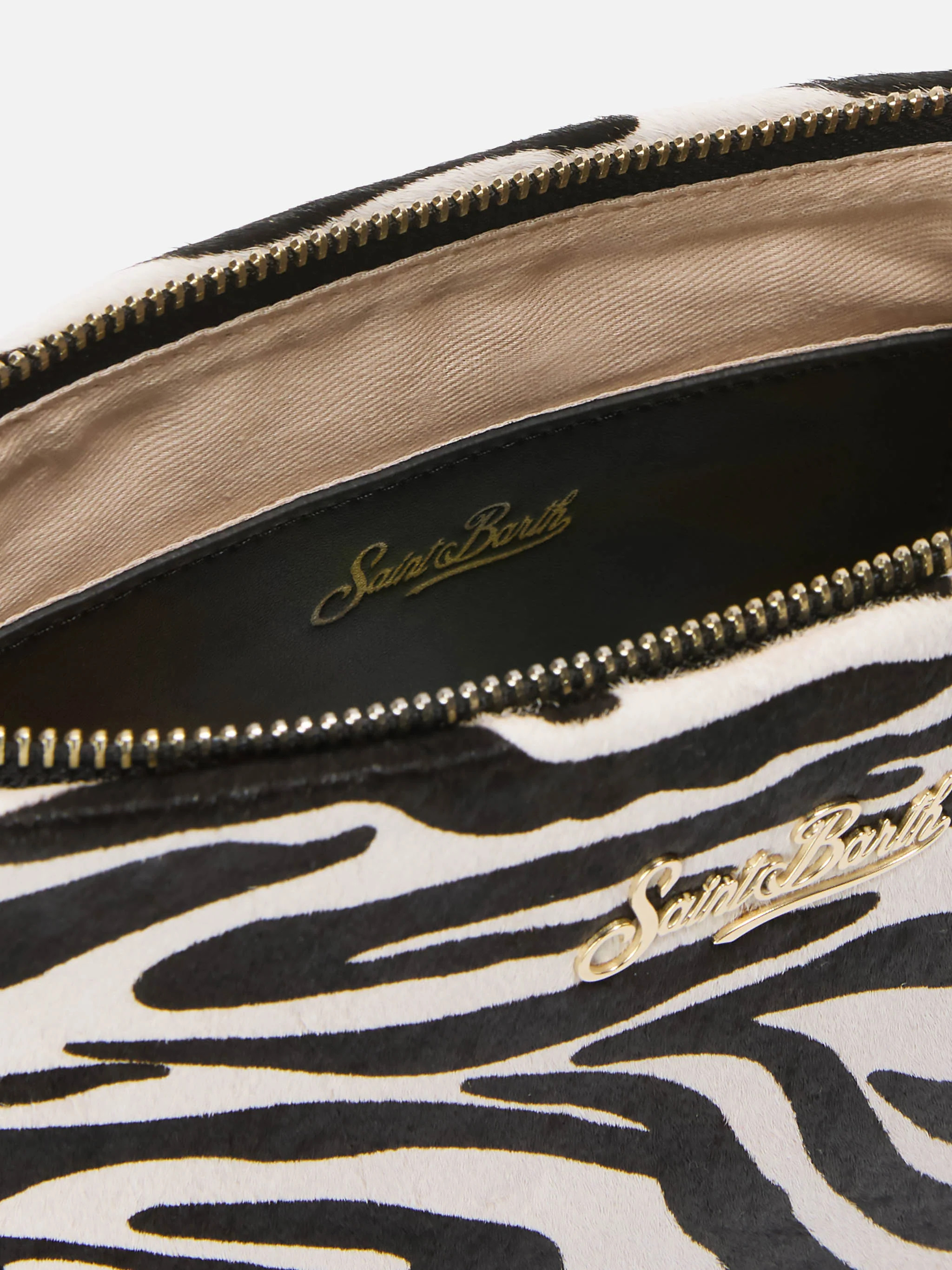 Aline Shoulder Bag in brushed leather and zebra-print calf hair - Image 5