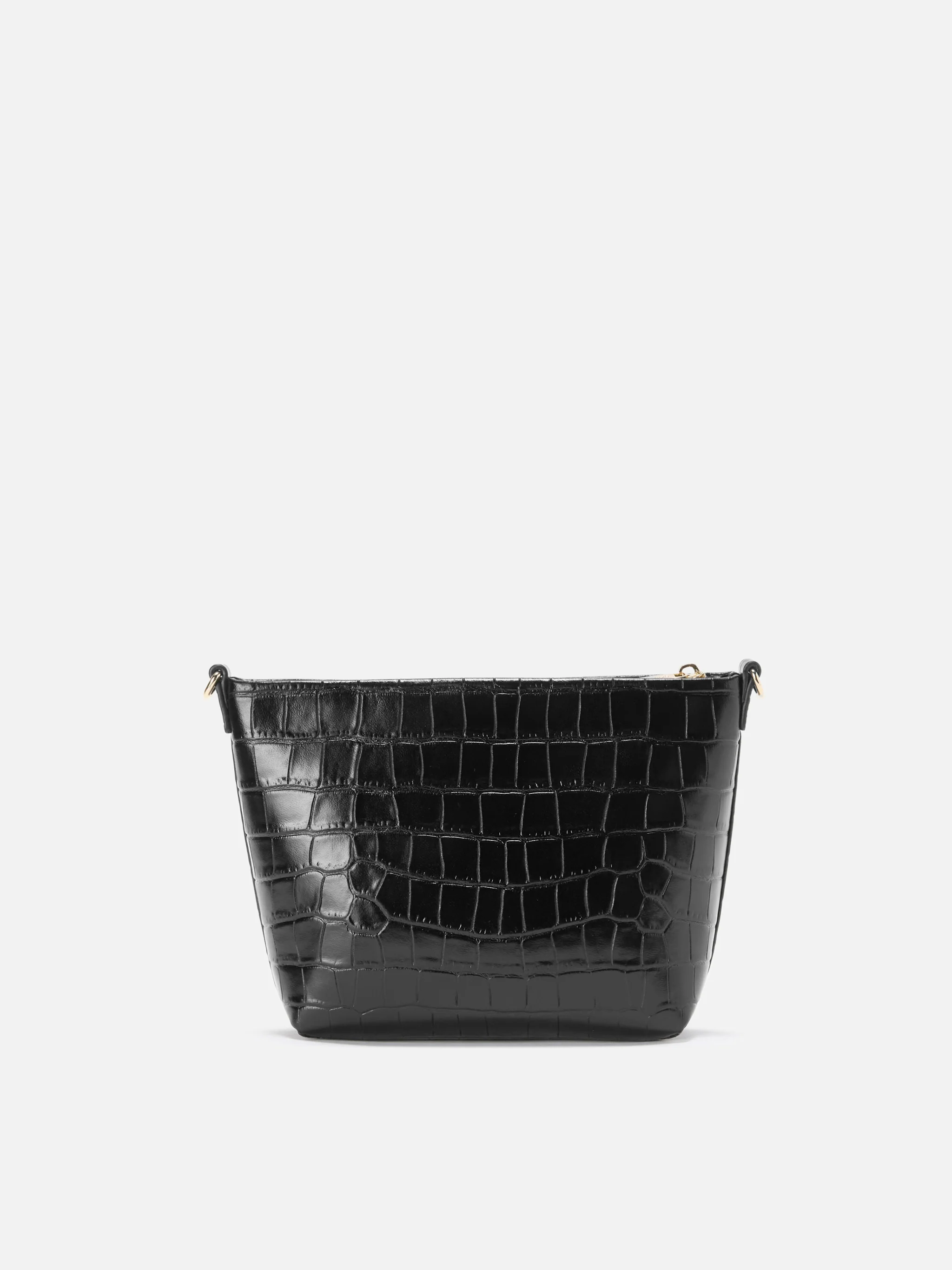 Aline Shoulder Bag in crocodile-print black leather - Image 4