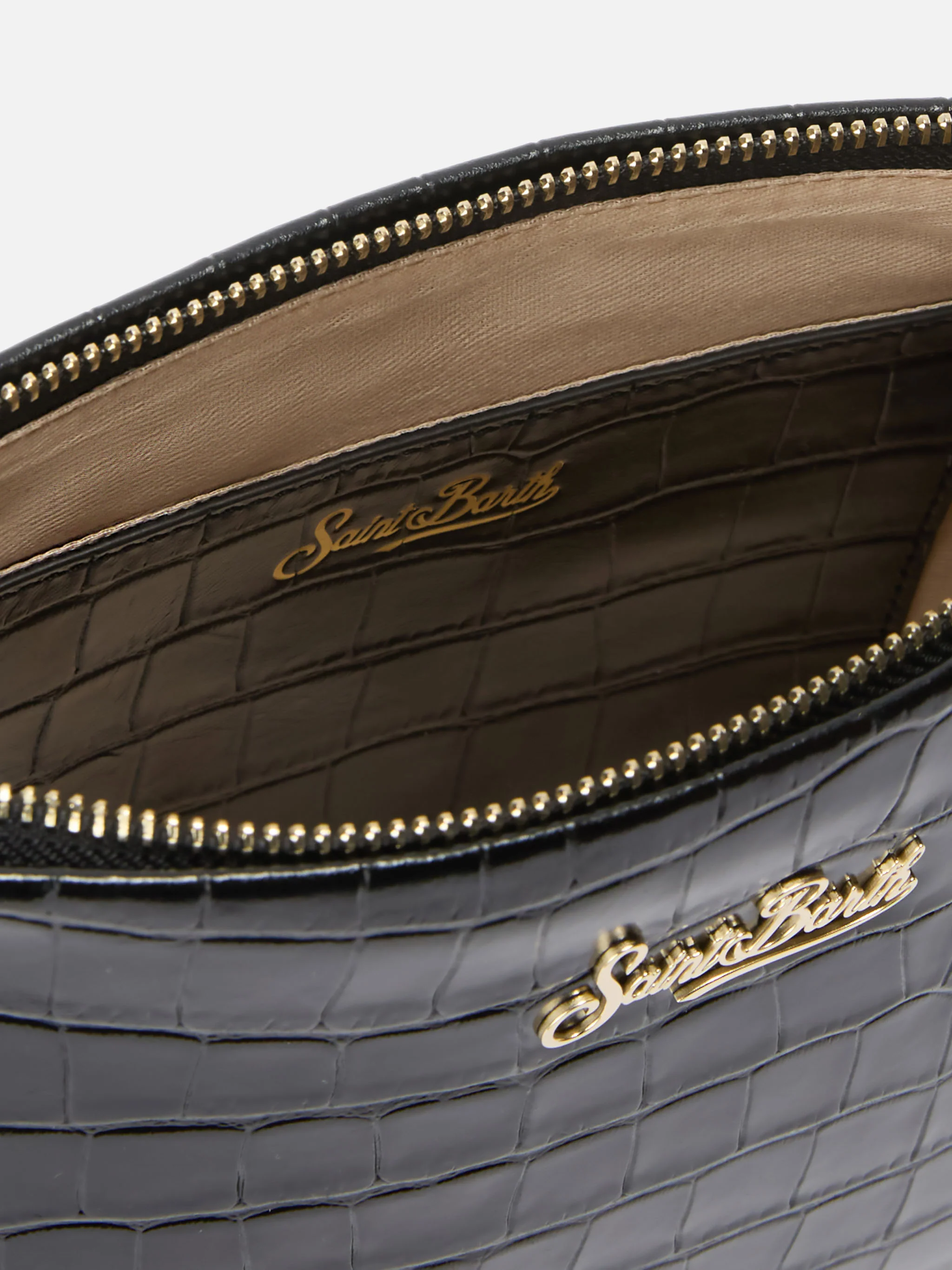 Aline Shoulder Bag in crocodile-print black leather - Image 5