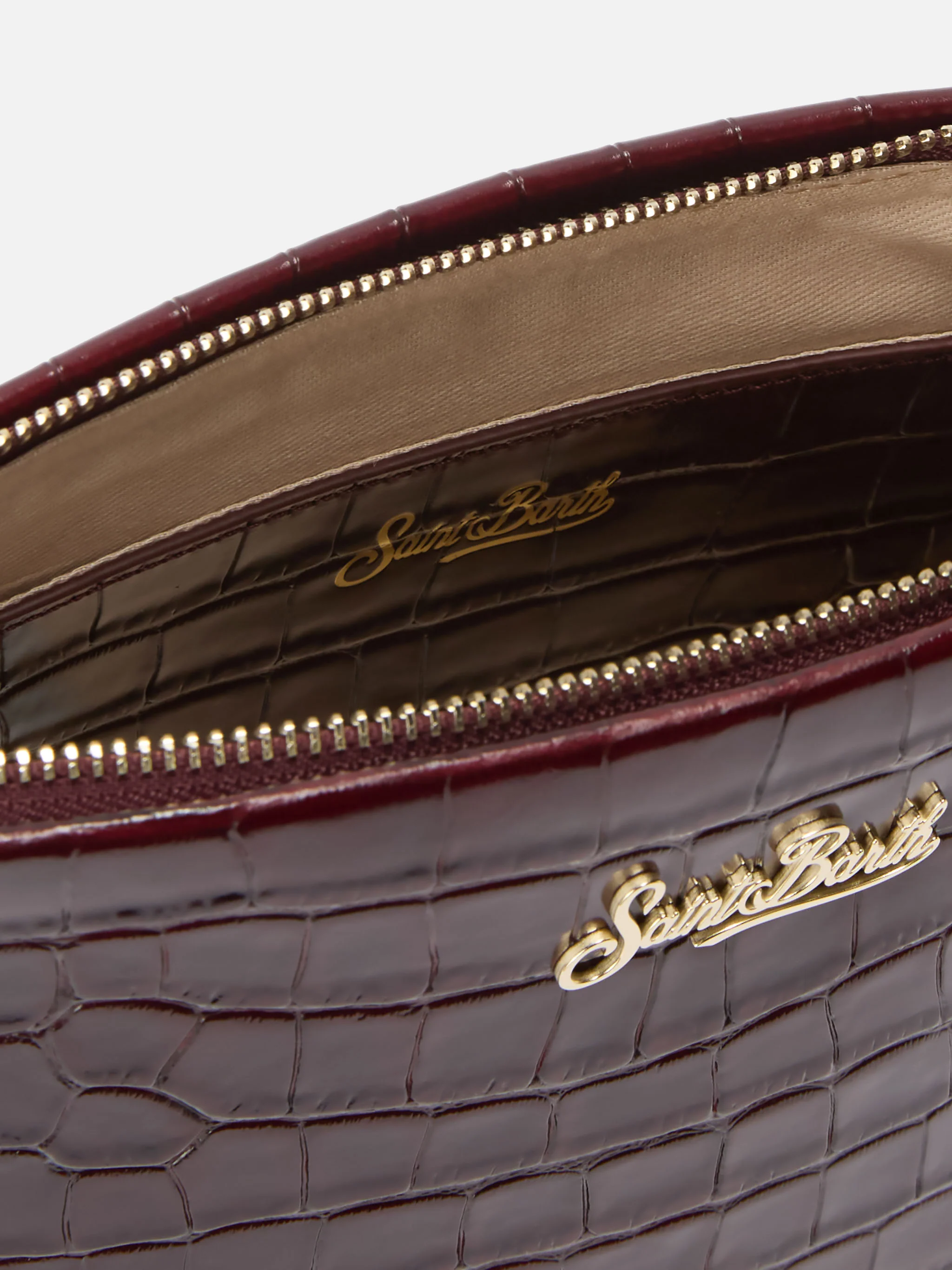 Aline Shoulder Bag in crocodile-print bordeaux leather - Image 5