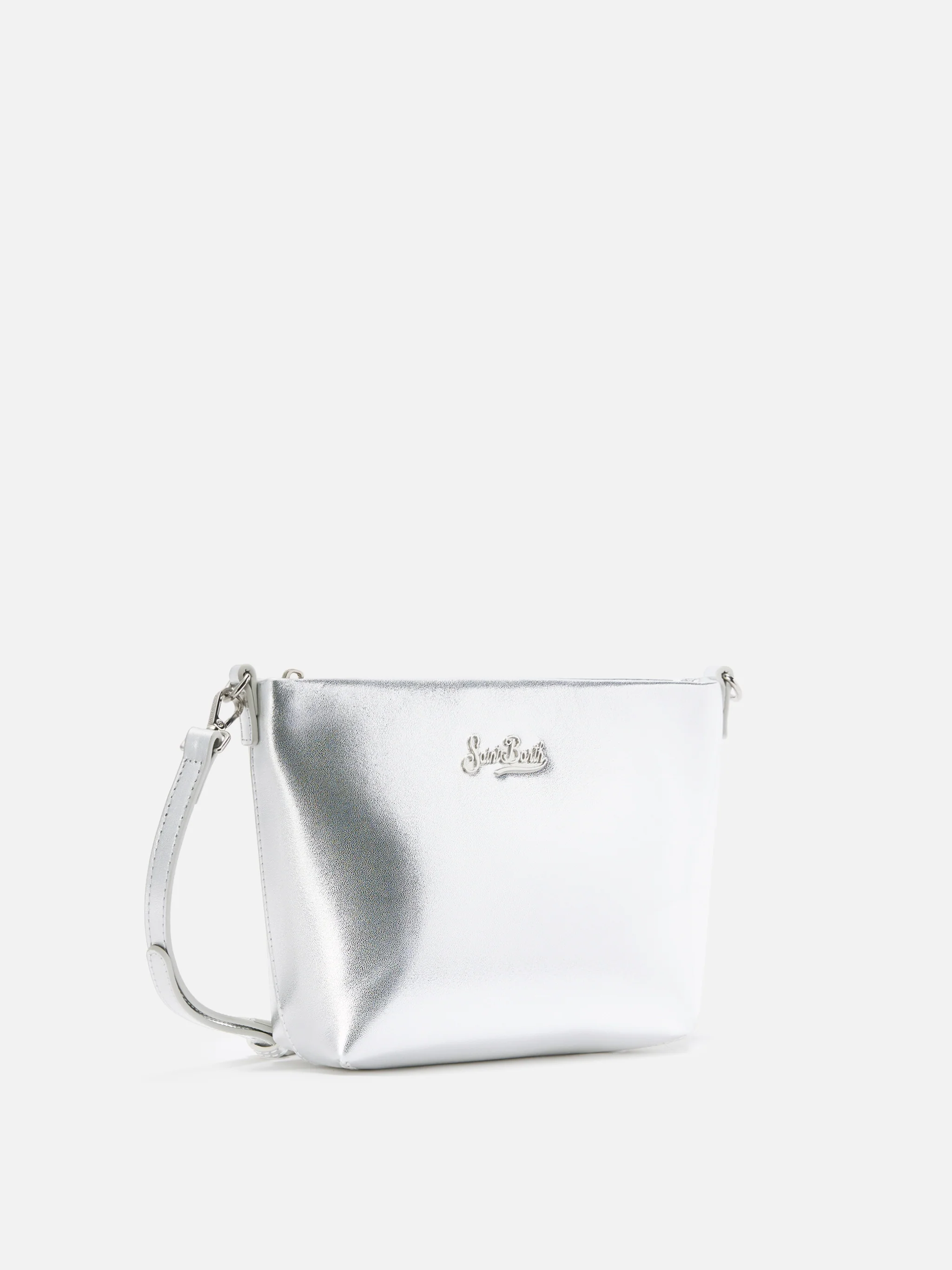 Aline Shoulder Bag in silver laminated leather - Image 3