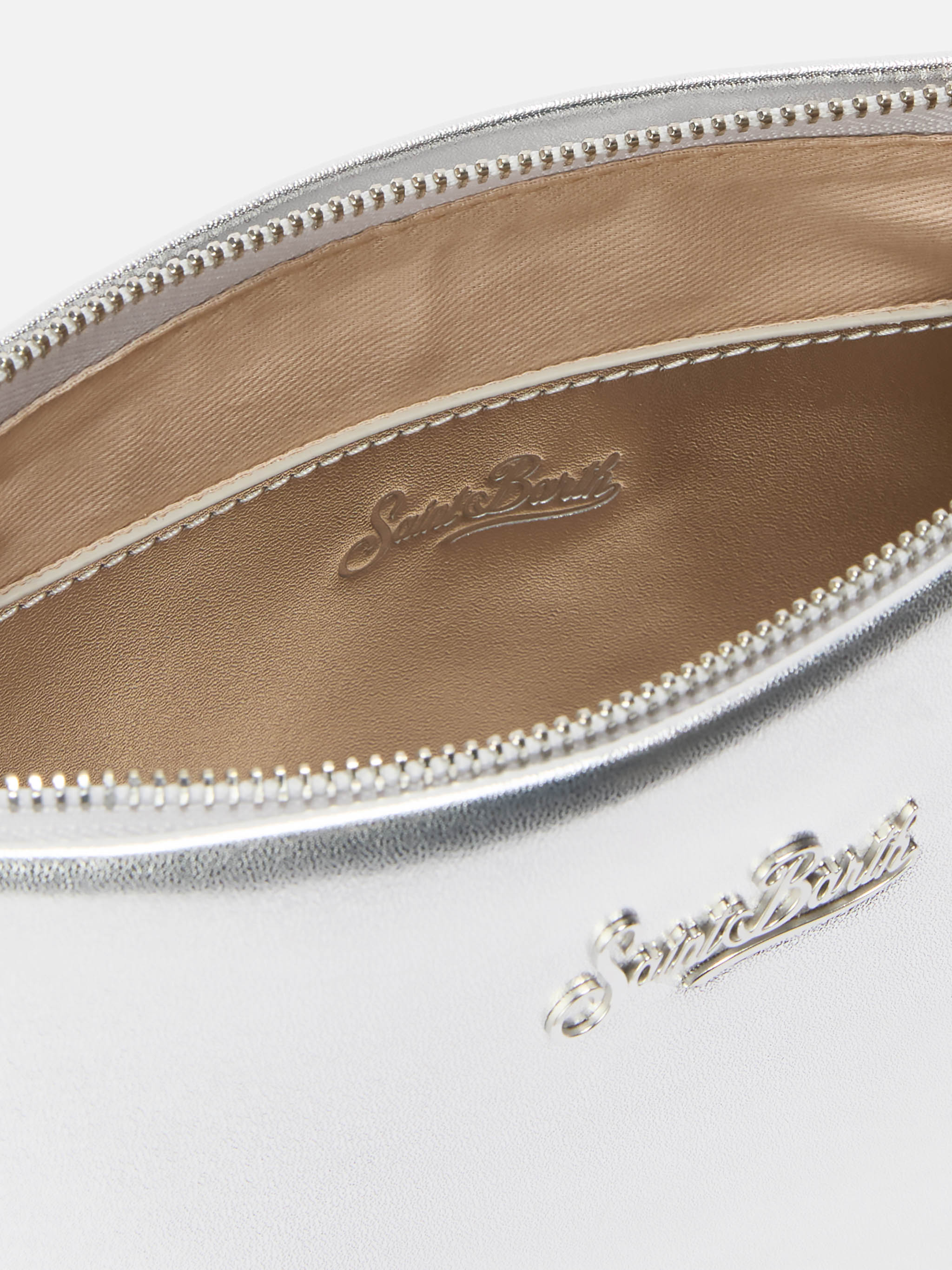 Aline Shoulder Bag in silver laminated leather - Image 5