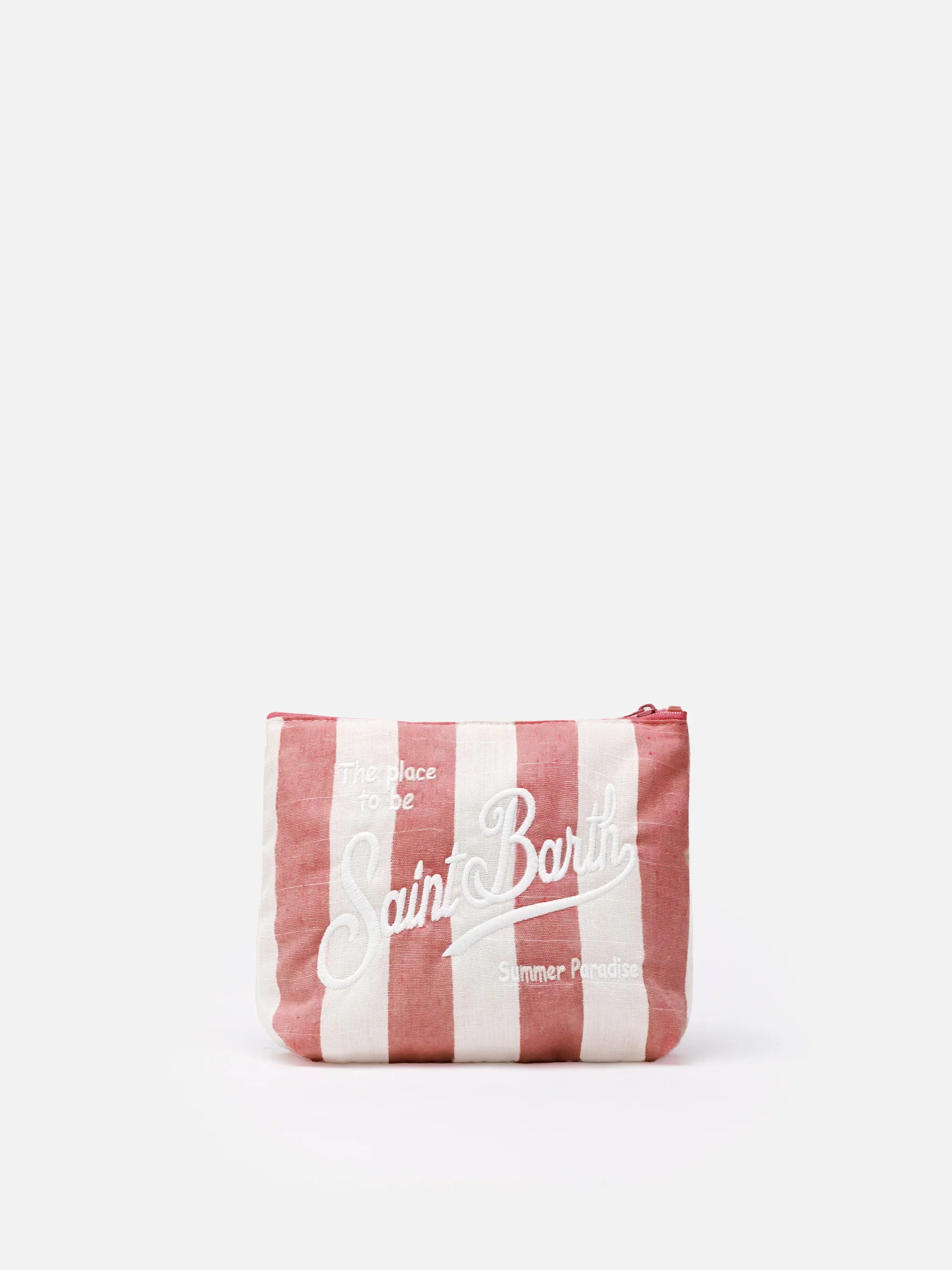 Aline Soft cotton linen pochette with striped print - Image 2