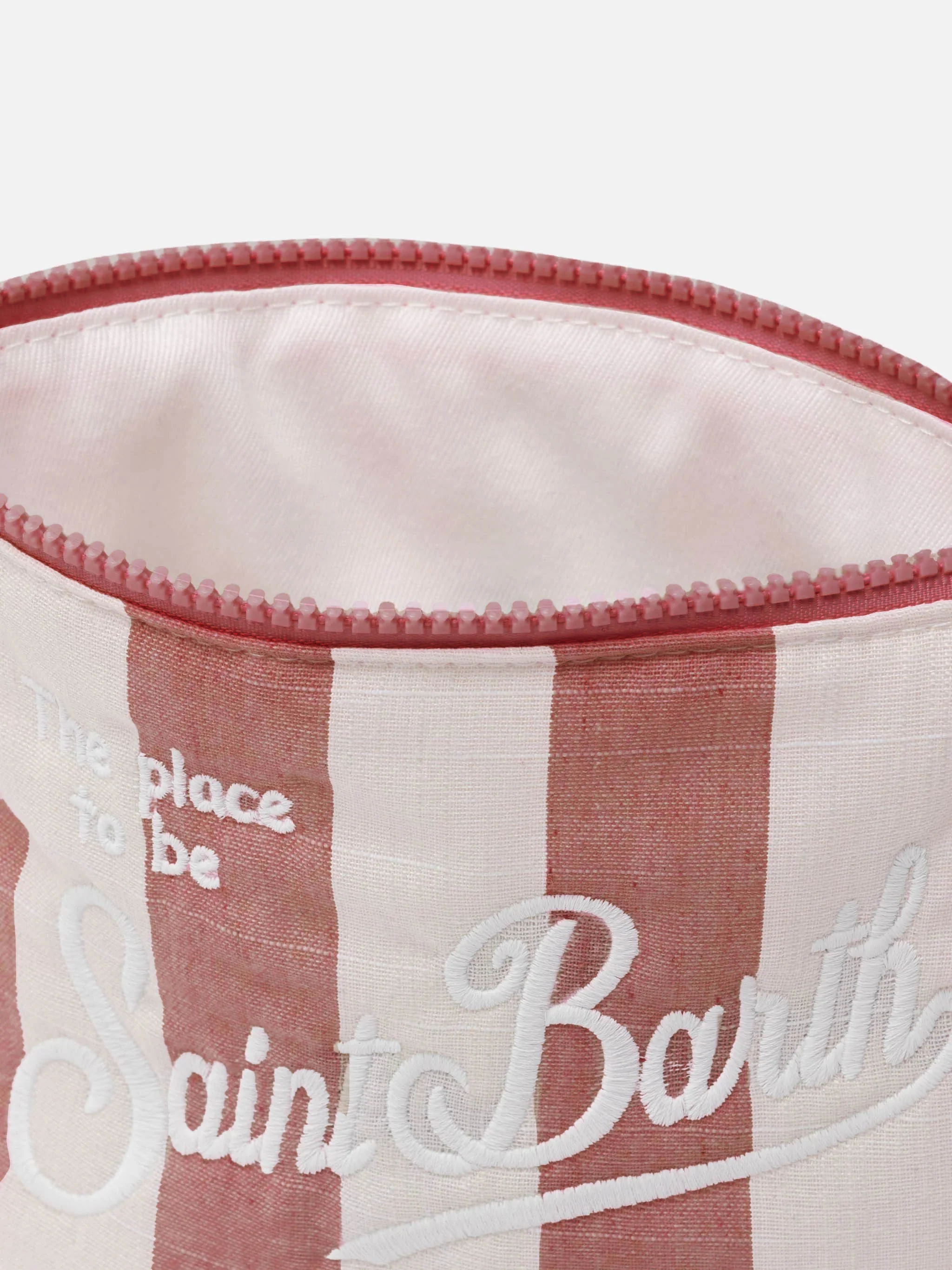 Aline Soft cotton linen pochette with striped print - Image 3