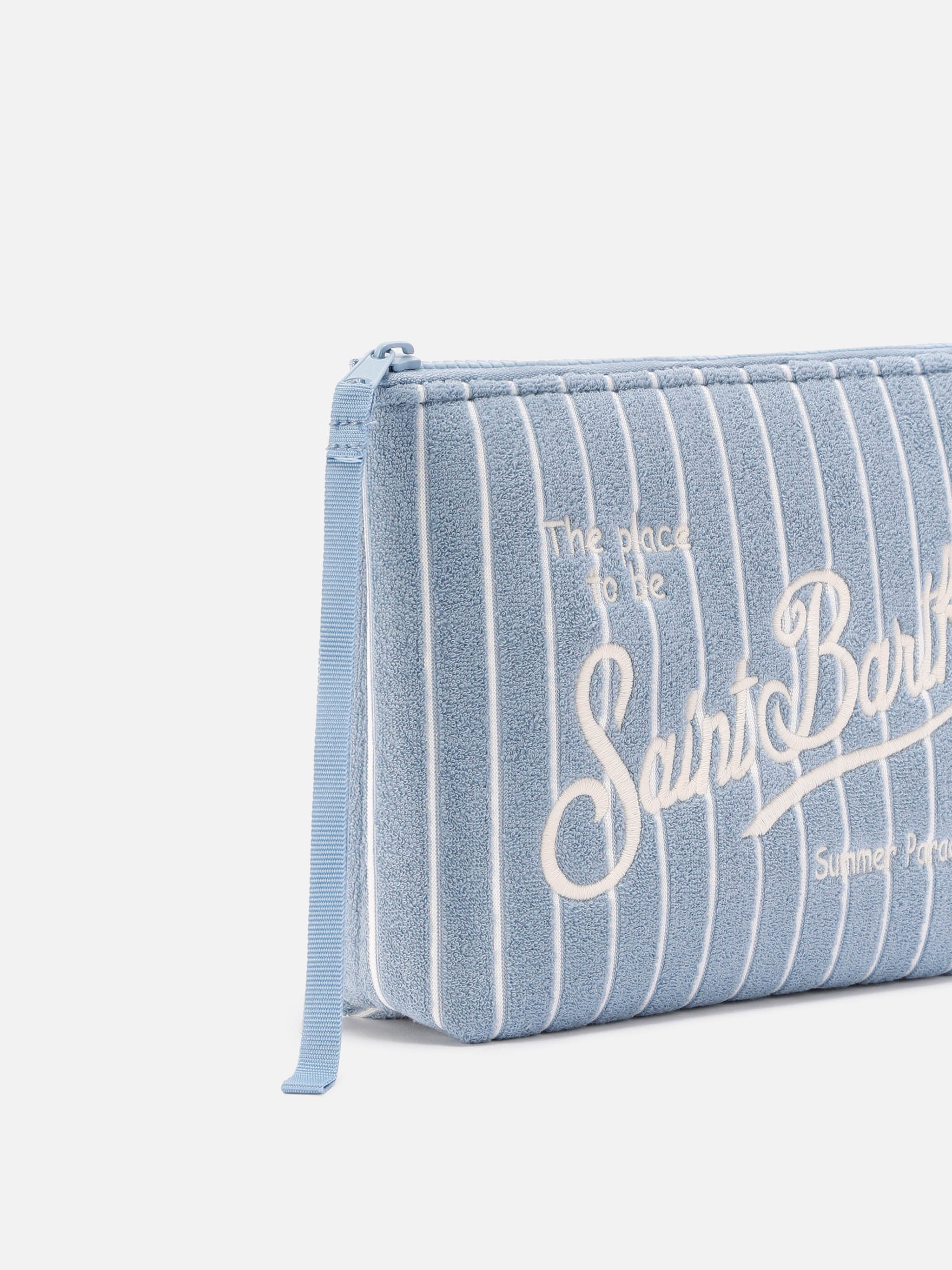 Aline terry-effect pouch with striped embossed pattern - Image 2