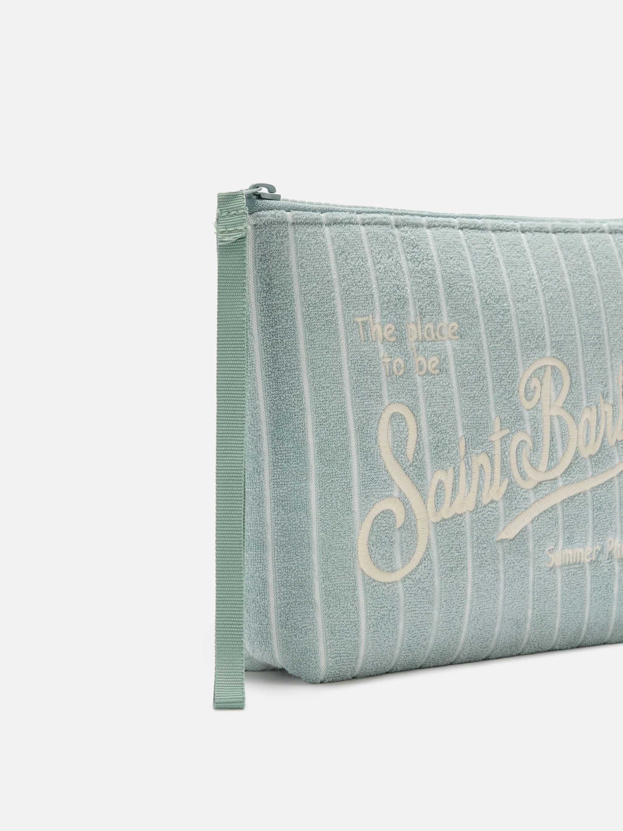 Aline terry-effect pouch with striped embossed pattern - Image 2