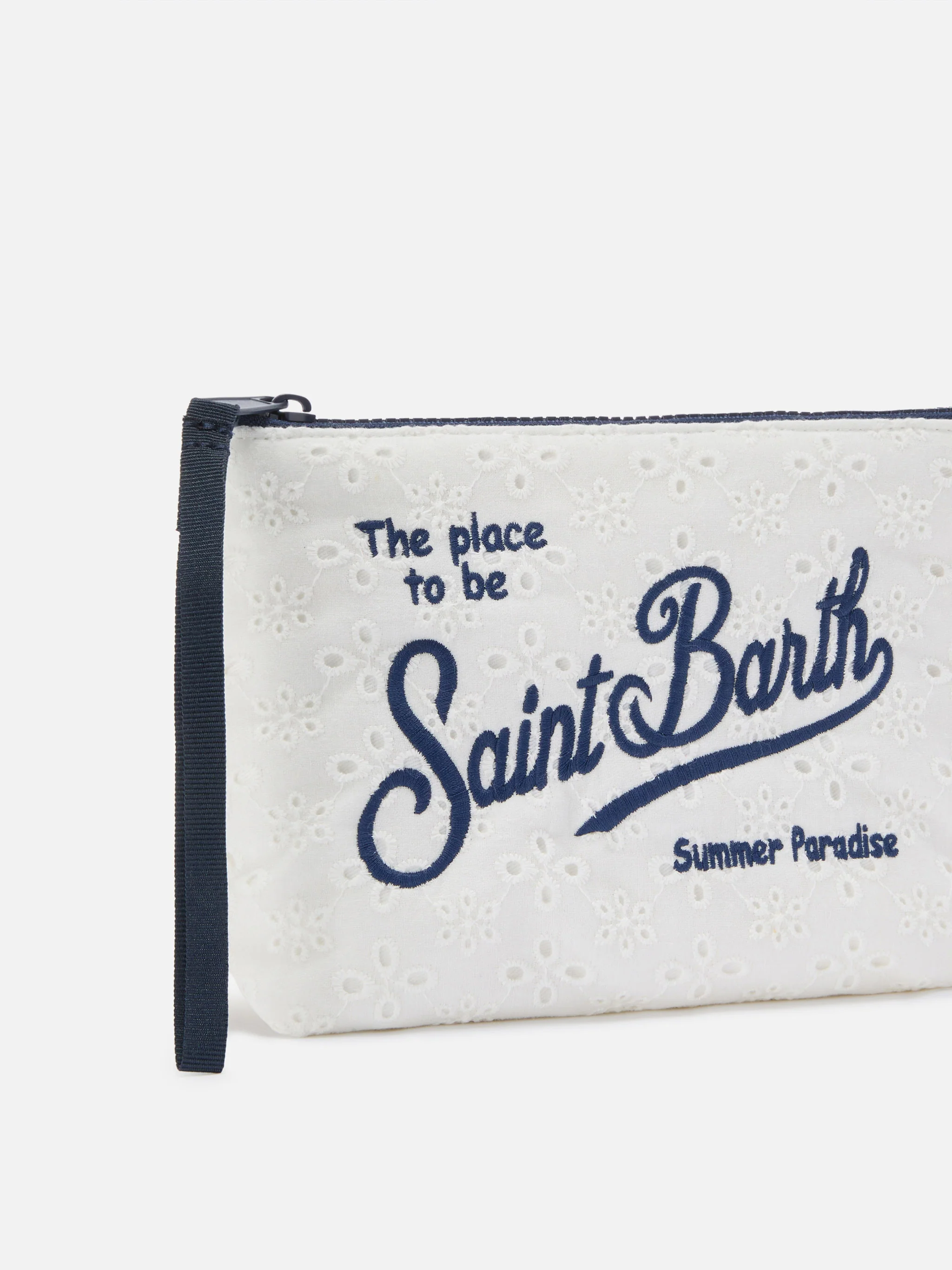 Aline white broderie anglaise cotton pouch - Image 2