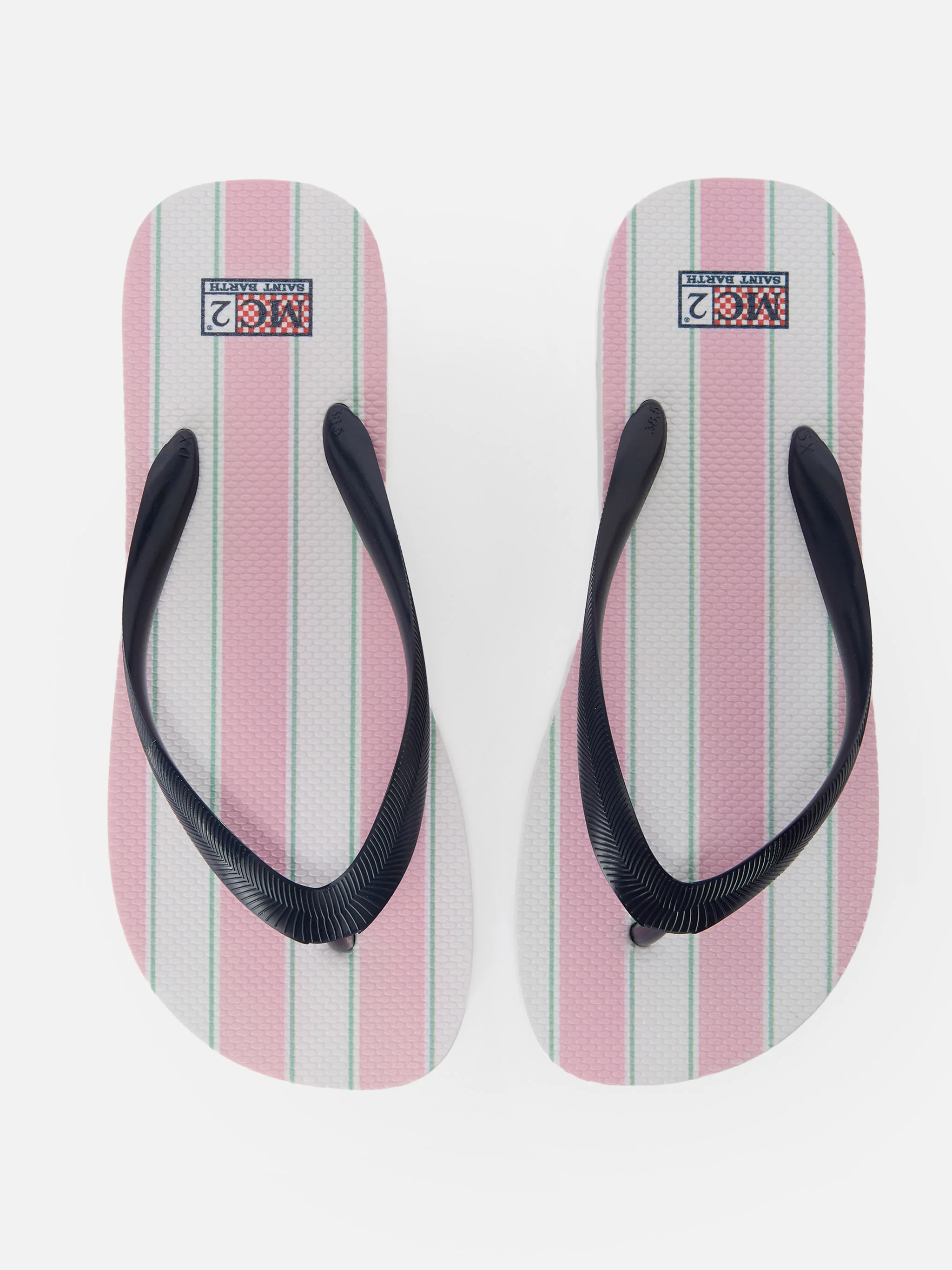 Alma rubber slip-on flip flops with pink and white stripes - Image 2